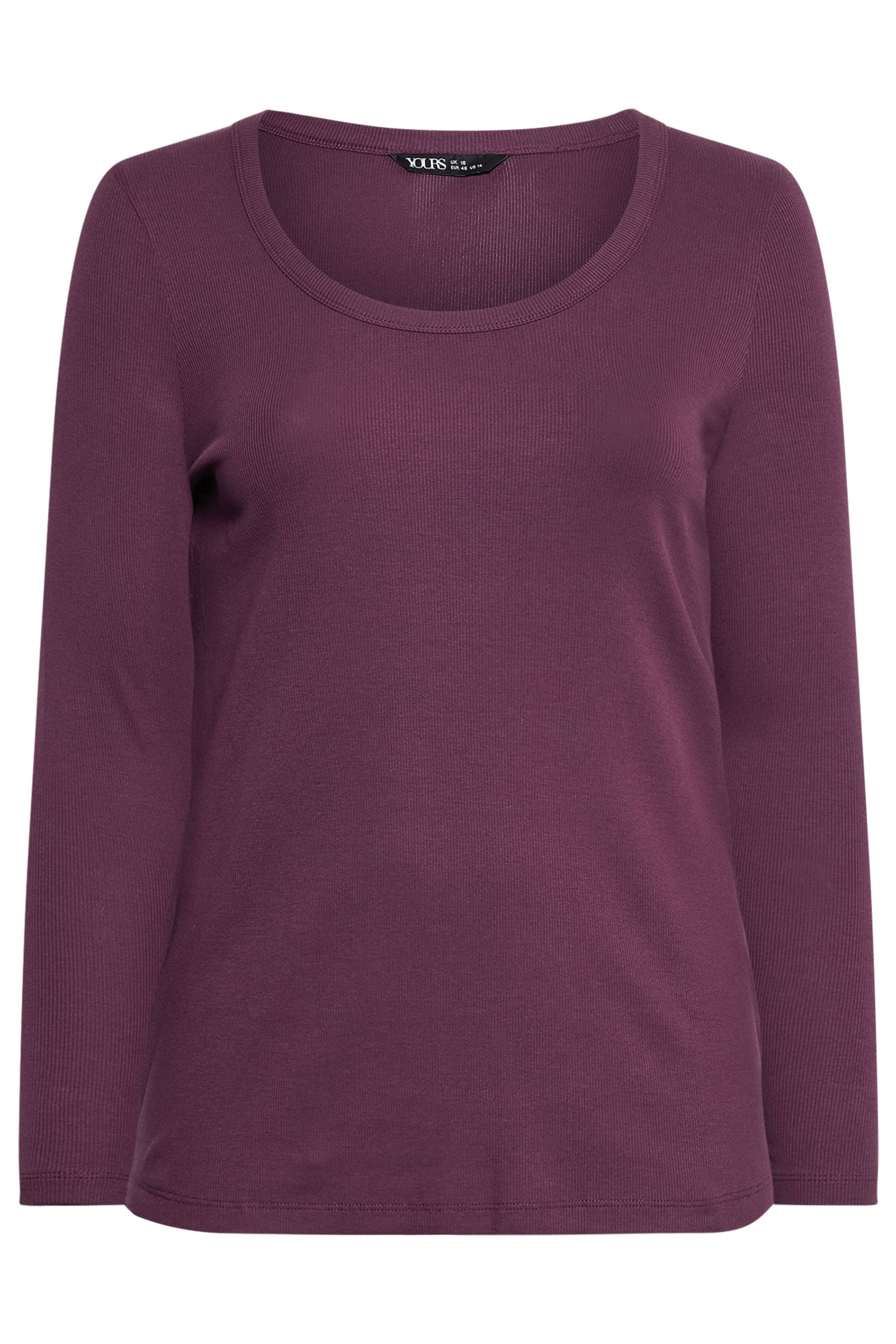 YOURS Plus Size Purple Ribbed Scoop Neck Top | Yours Clothing 5