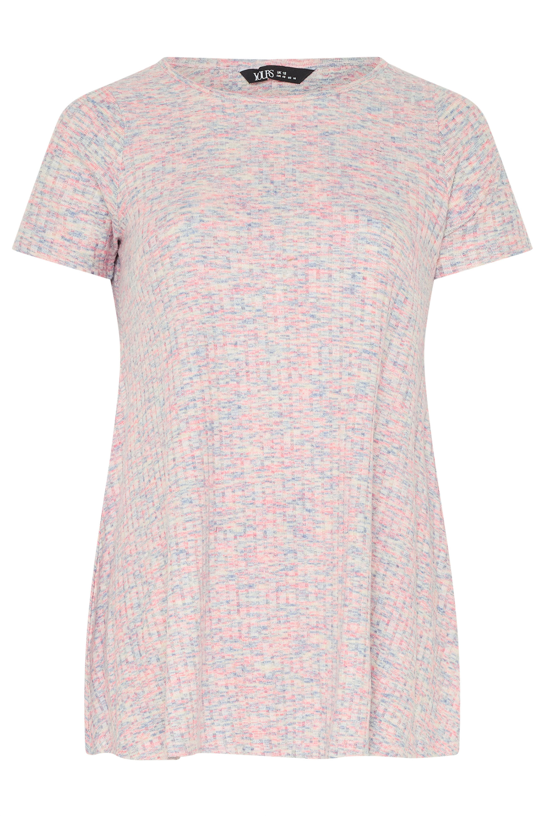 YOURS Plus Size Pink Marl Soft Touch Ribbed Top | Yours Clothing 5