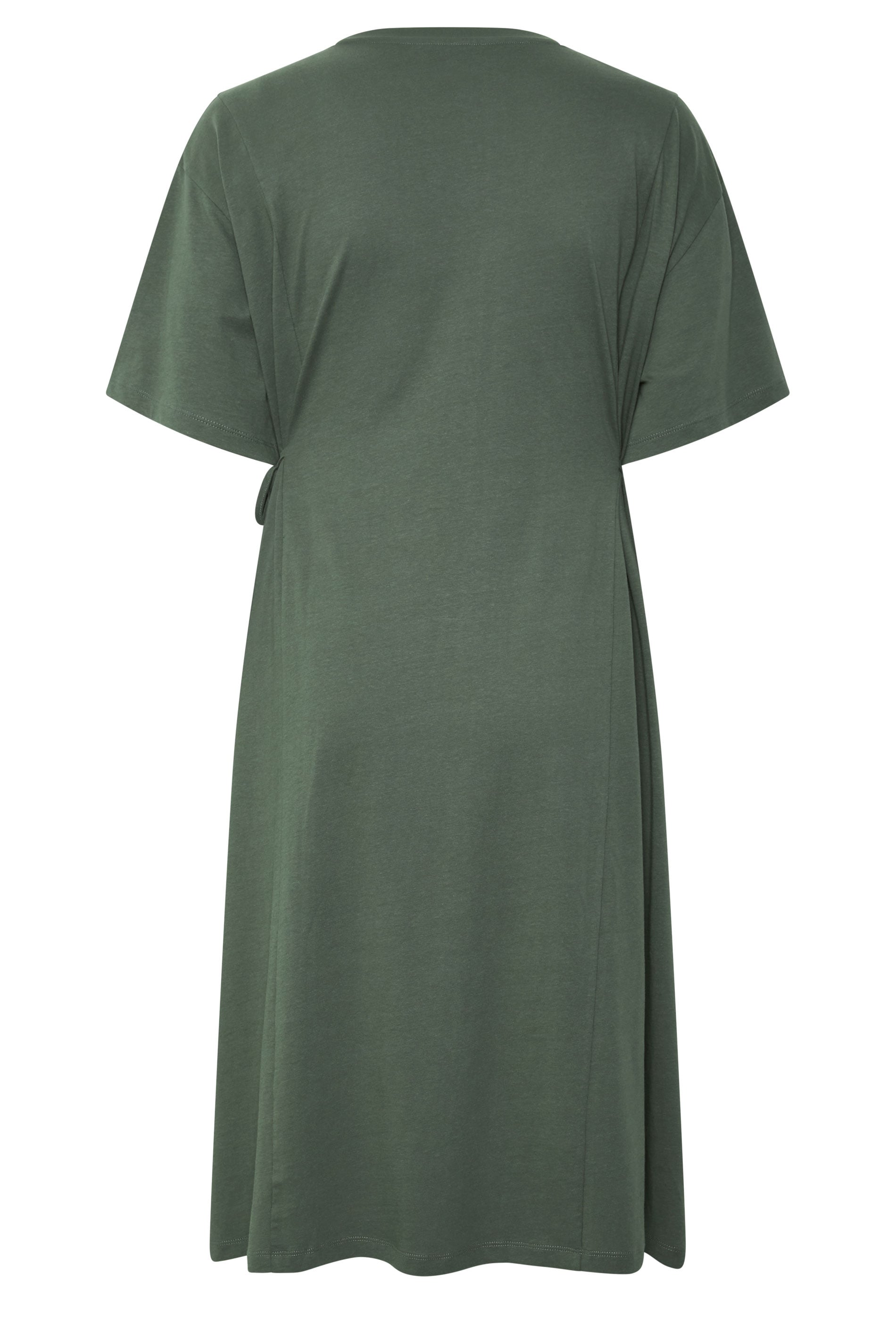 YOURS Plus Size Khaki Green Front Tie Midi Dress | Yours Clothing 6