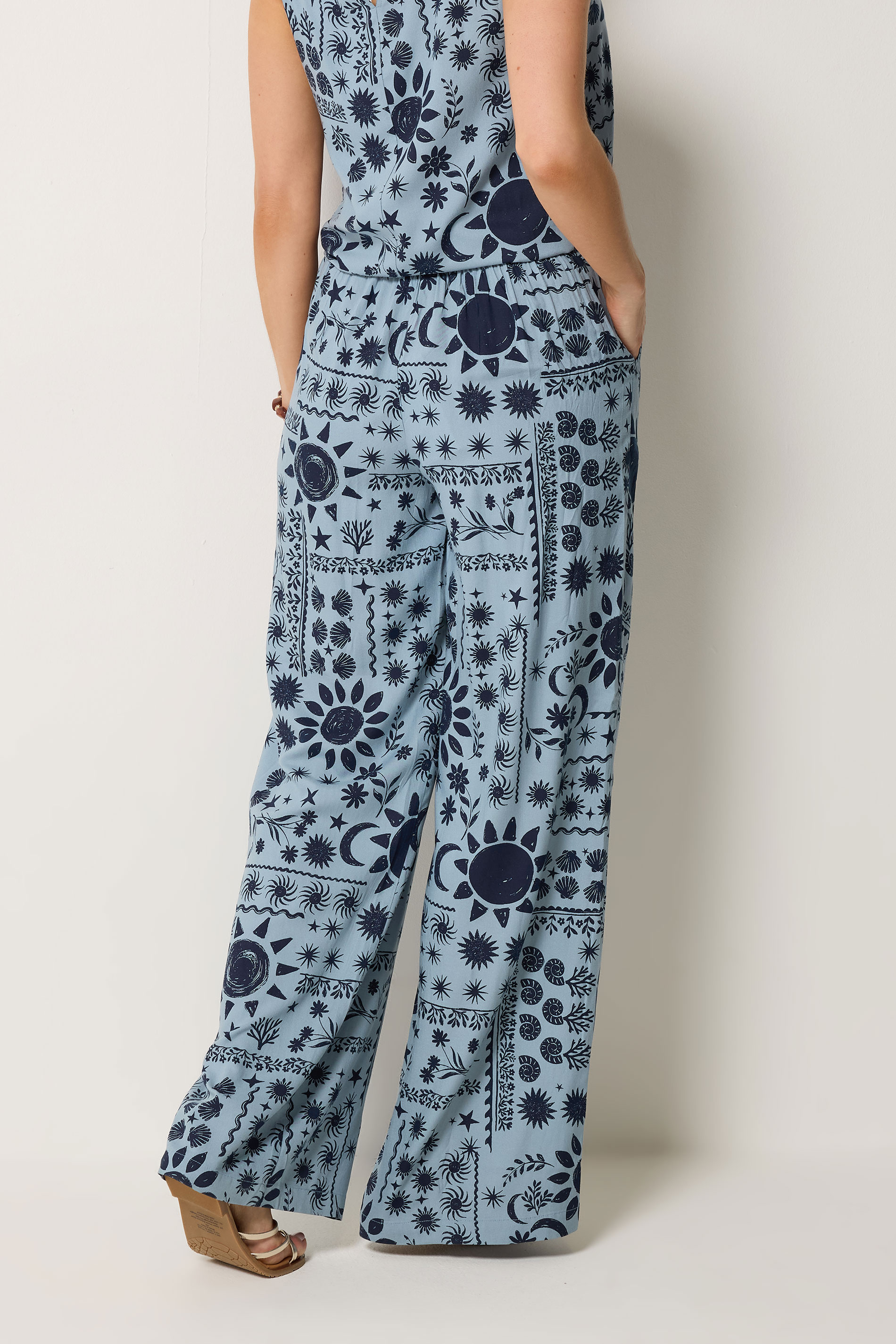 LTS Tall Women's Blue Coastal Print Wide Leg Trousers | Long Tall Sally 4
