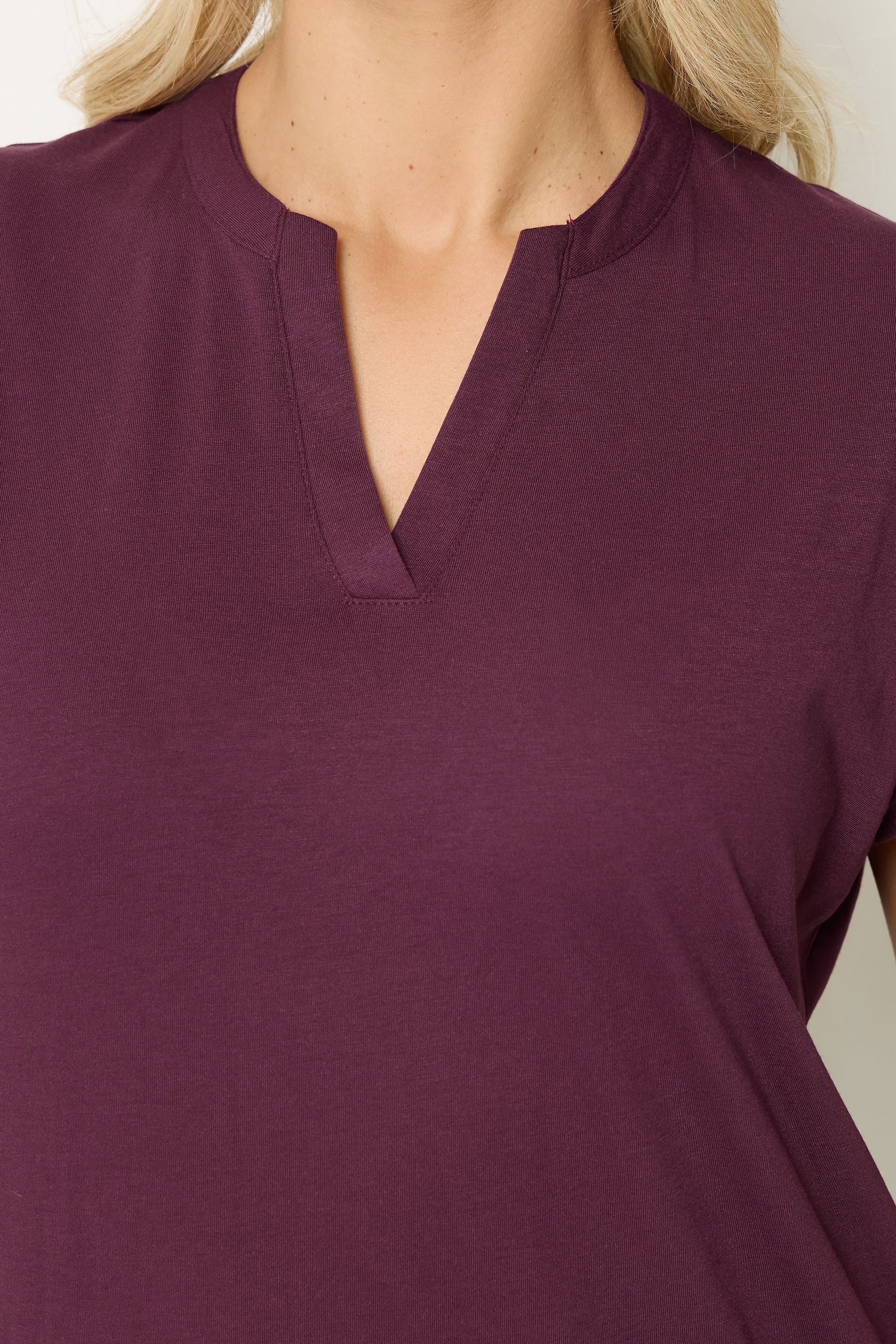 YOURS Plus Size Purple Notch Neck T-Shirt | Yours Clothing 4