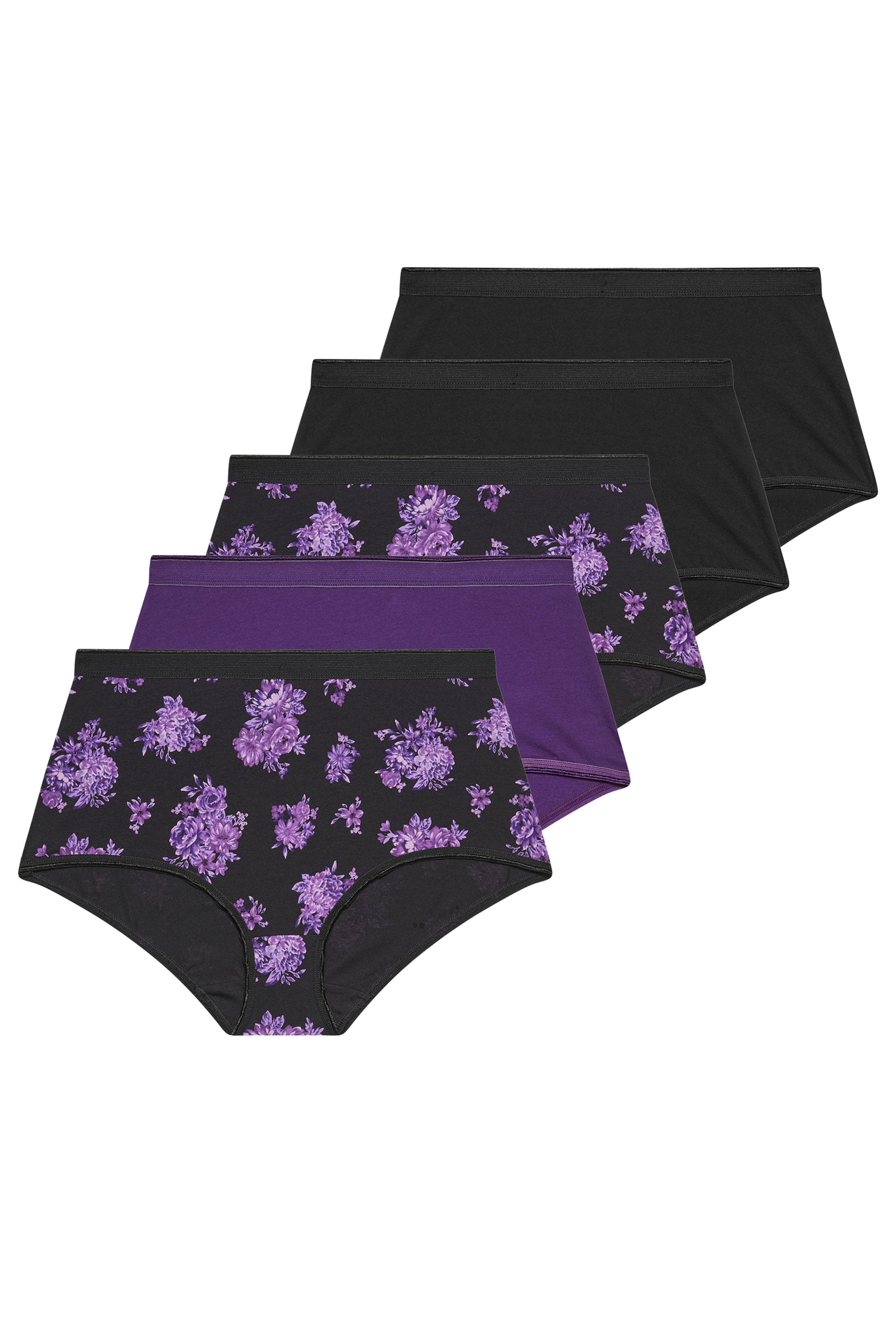 YOURSET 5 PACK Plus Size Purple Floral Full Briefs | Yours Clothing 3