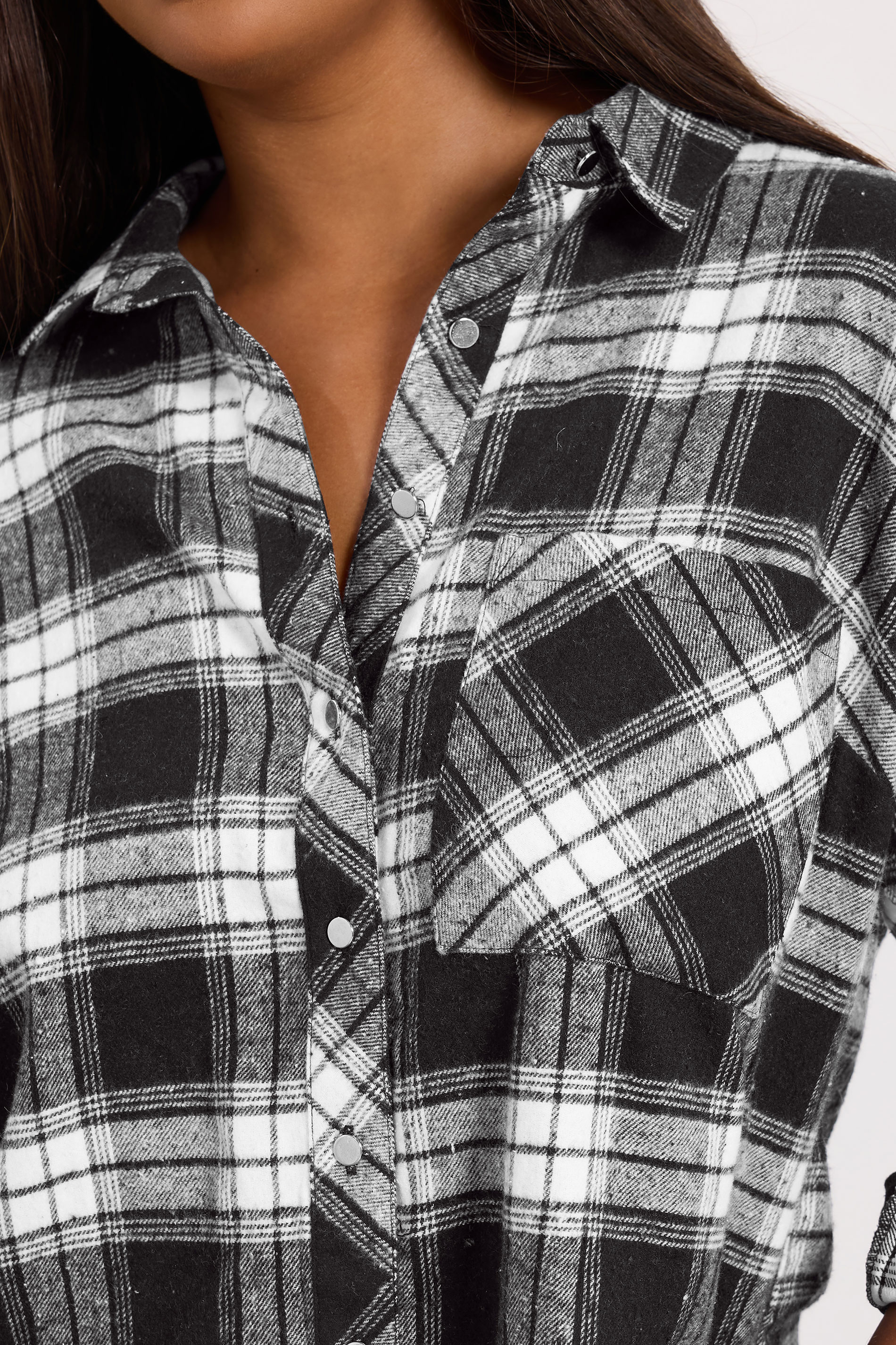 YOURS Plus Size Black Check Boyfriend Shirt | Yours Clothing 4