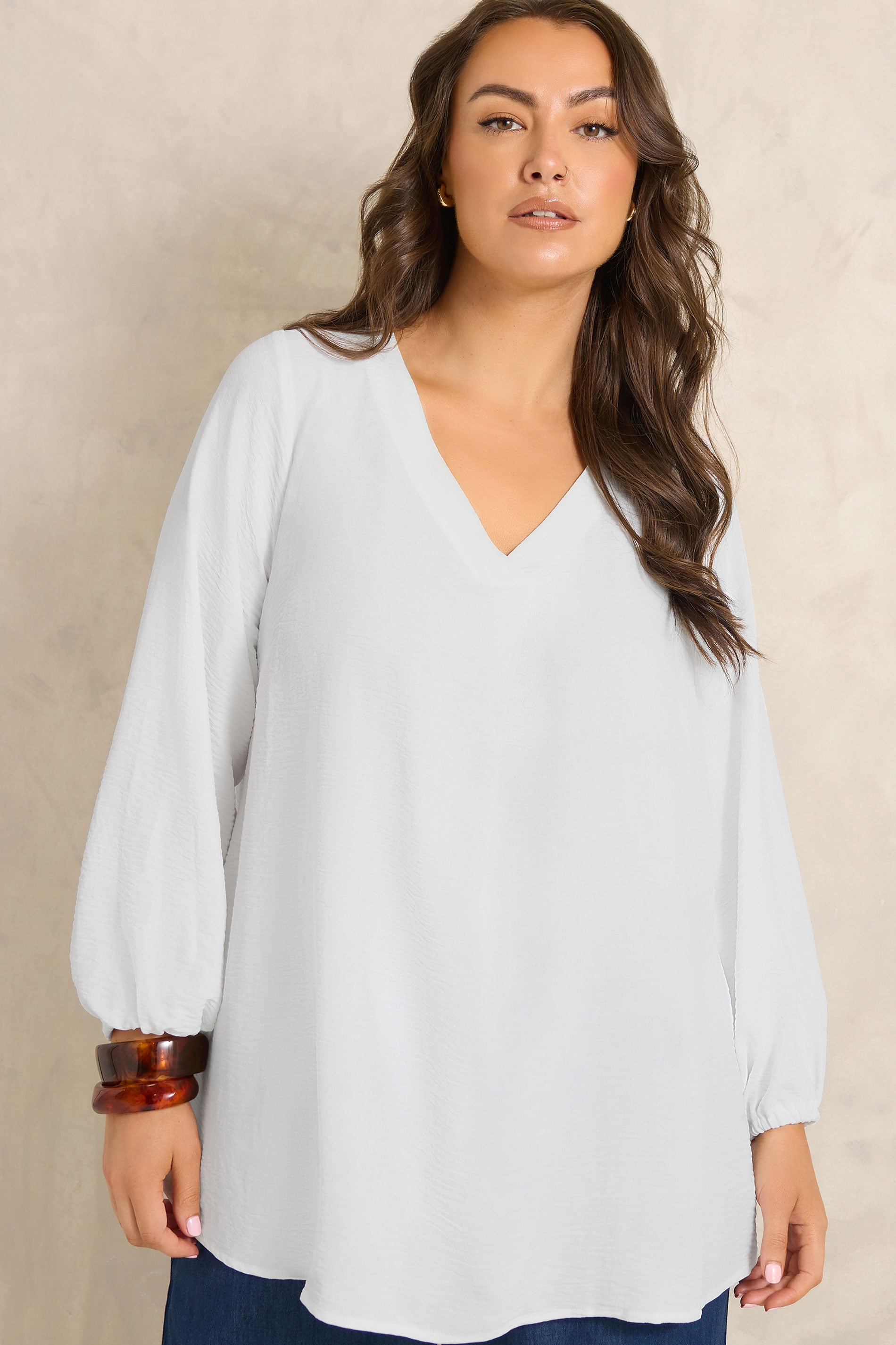 EVANS Plus Size White Pleat Front Long Sleeve Blouse | Evans 3