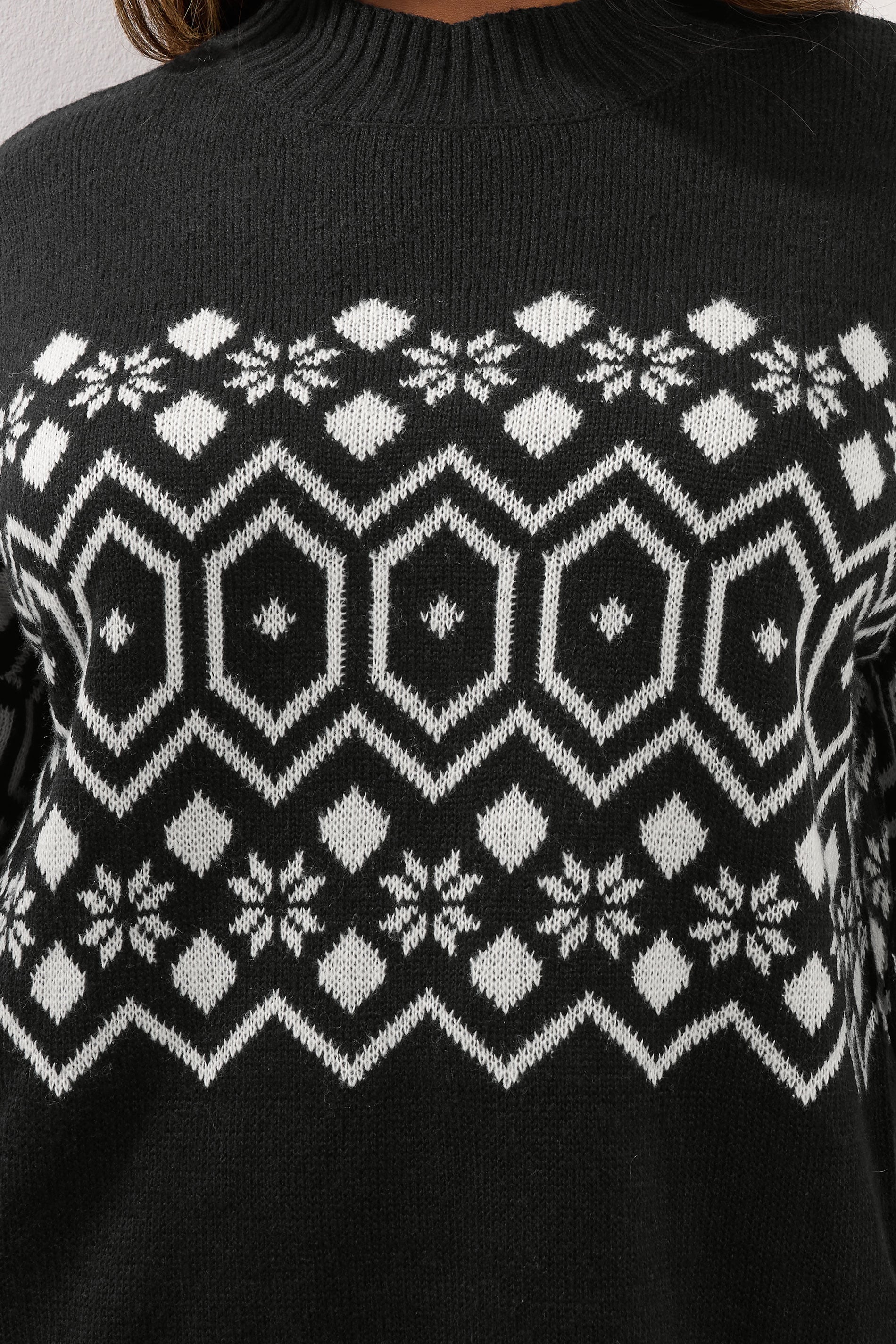 YOURS Plus Size Black Fairisle Knitted Jumper | Yours Clothing 5