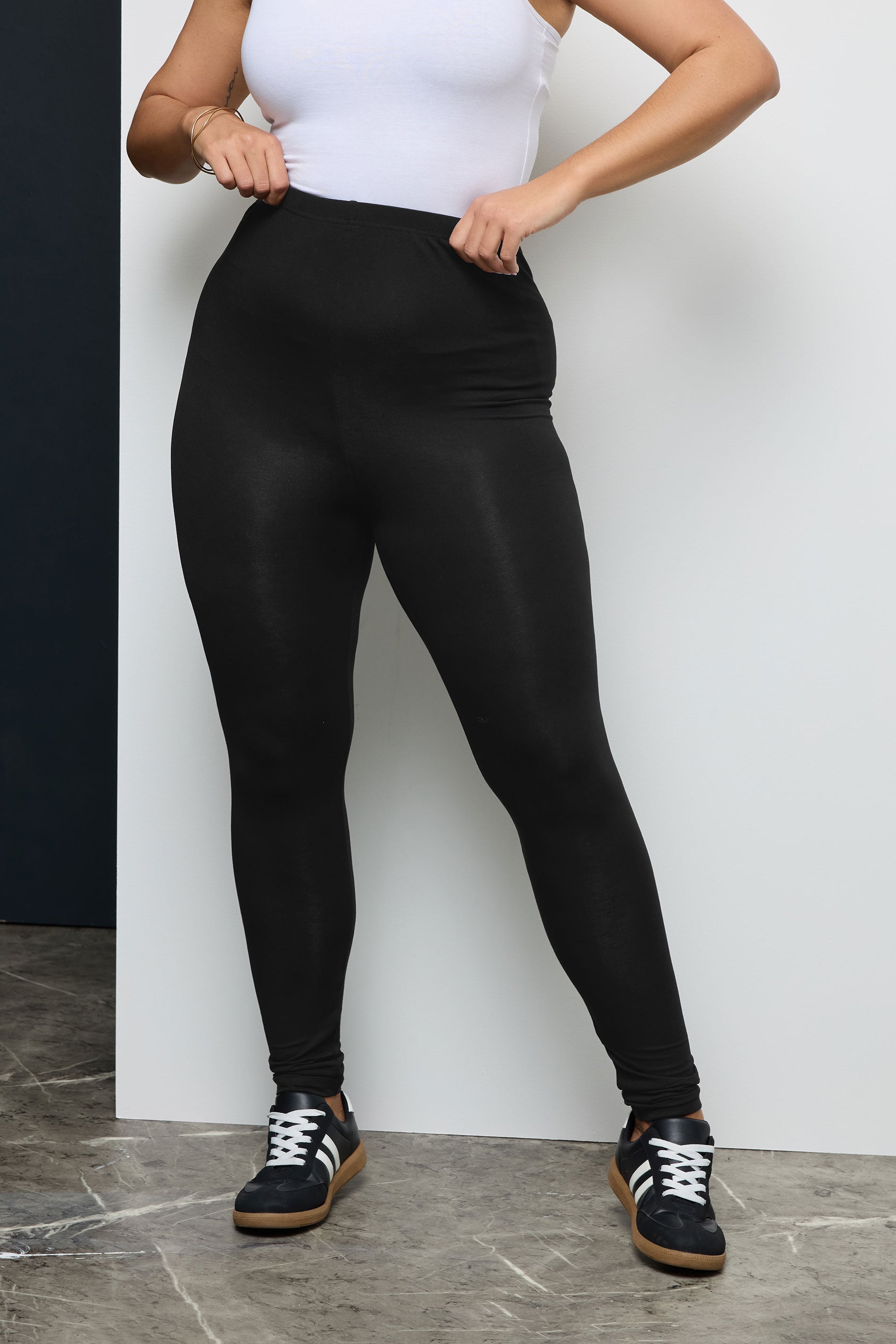 Plus Size Black Soft Touch Stretch Leggings | Yours Clothing 1