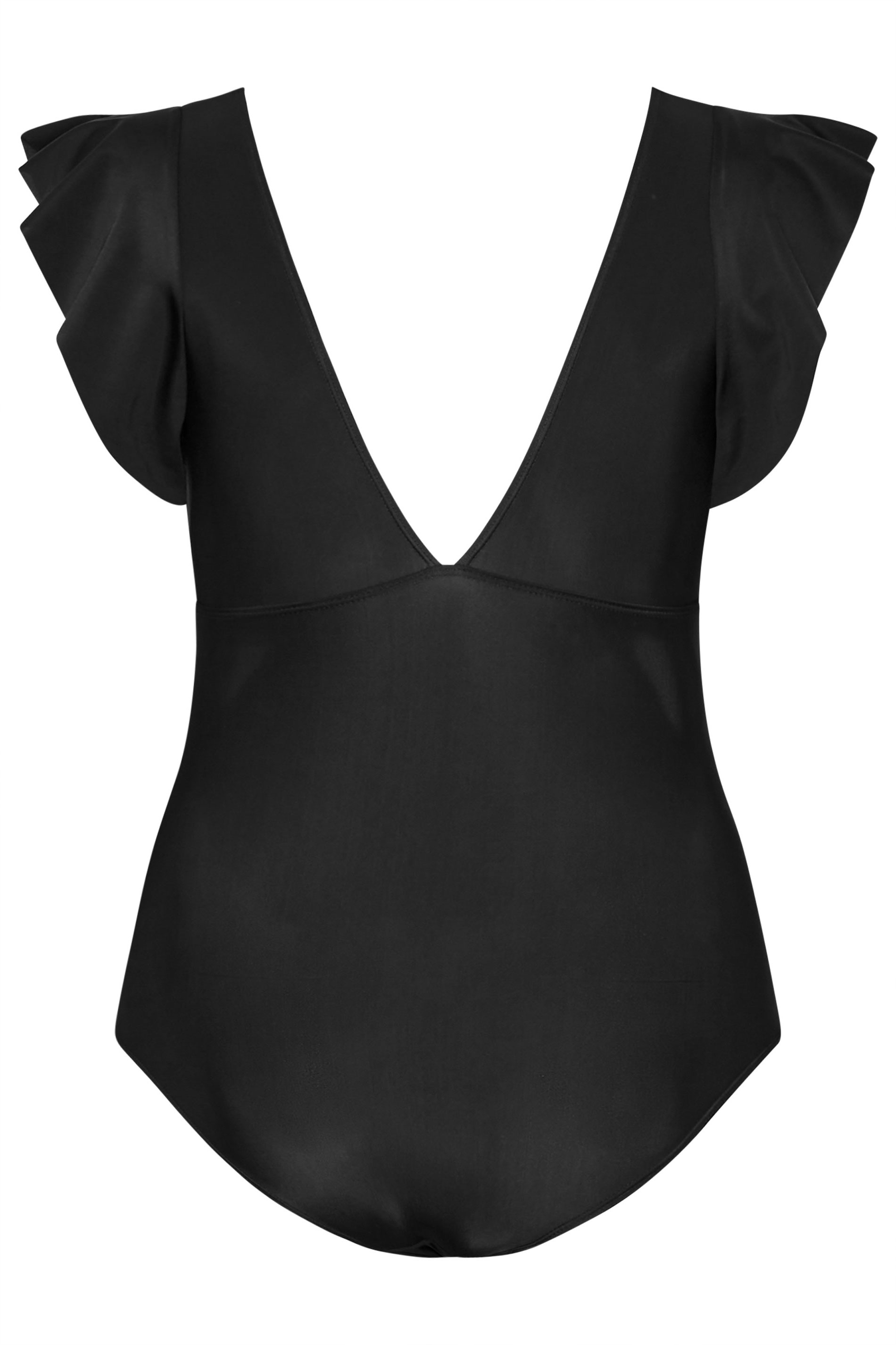 YOURS Plus Size Black Frill Sleeve Swimsuit | Yours Clothing 8