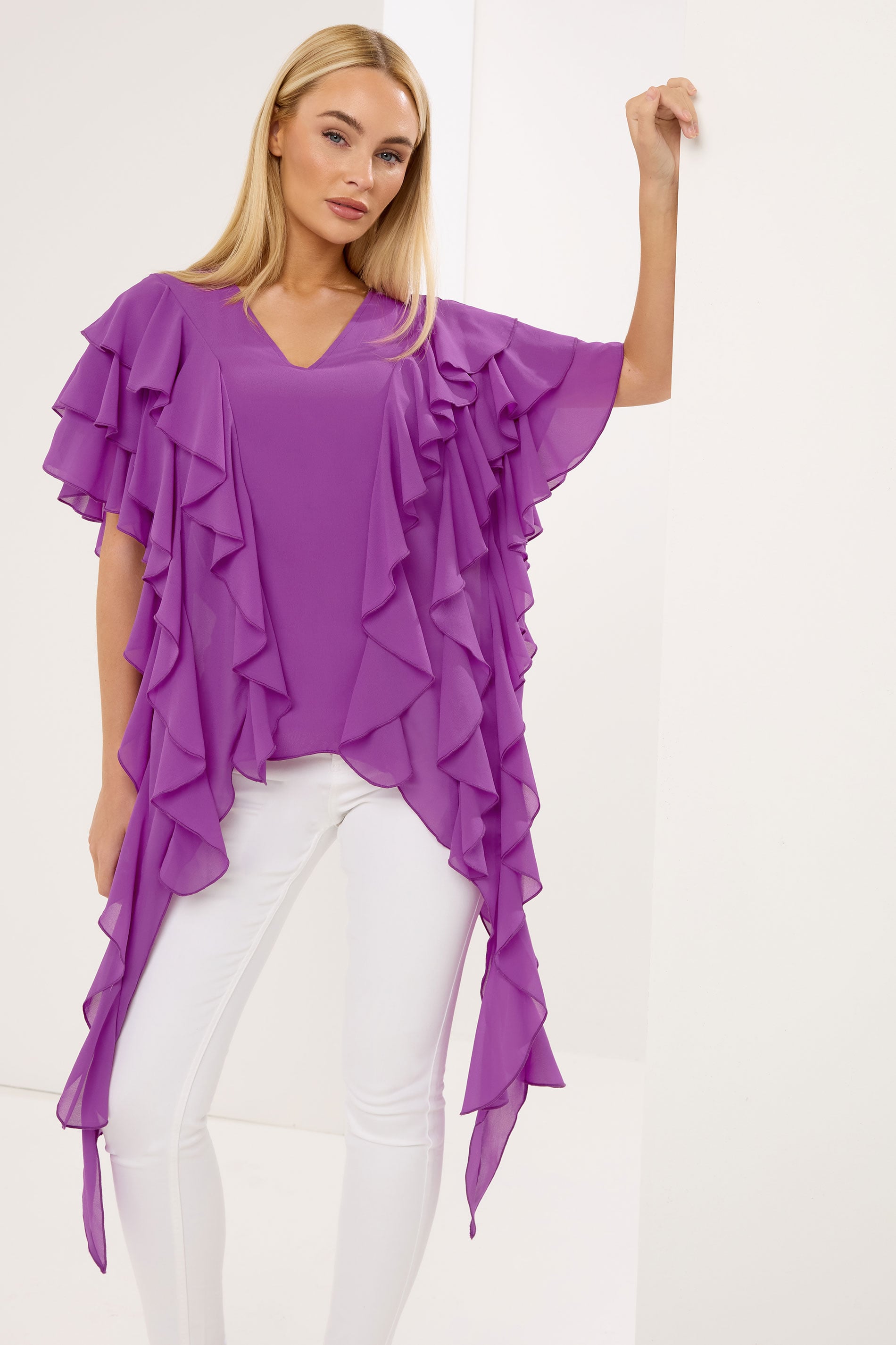 STAR Purple Mesh Ruffle Blouse | StarByJM 3