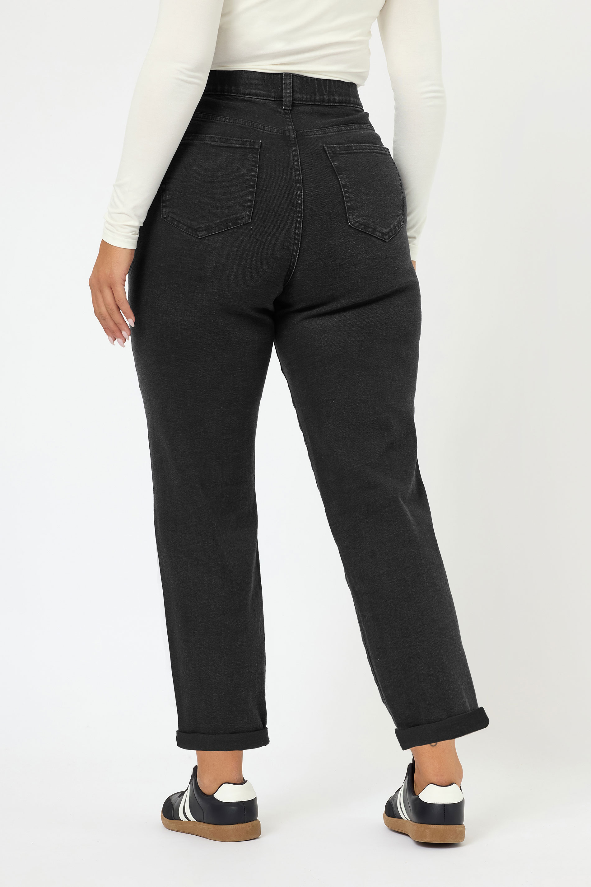 YOURS Plus Size Black Washed Boyfriend Jeans | Yours Clothing 5