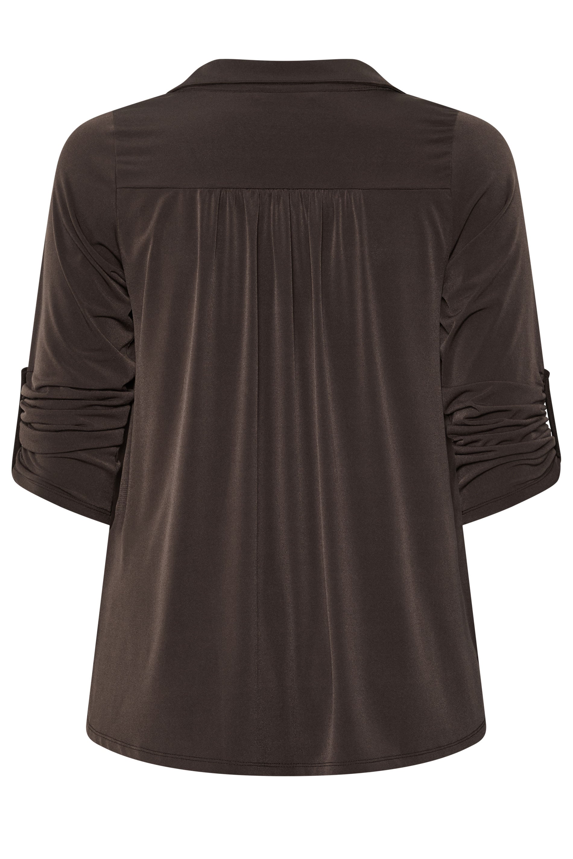 EVANS Plus Size Chocolate Brown Long Sleeve Blouse | Evans 2