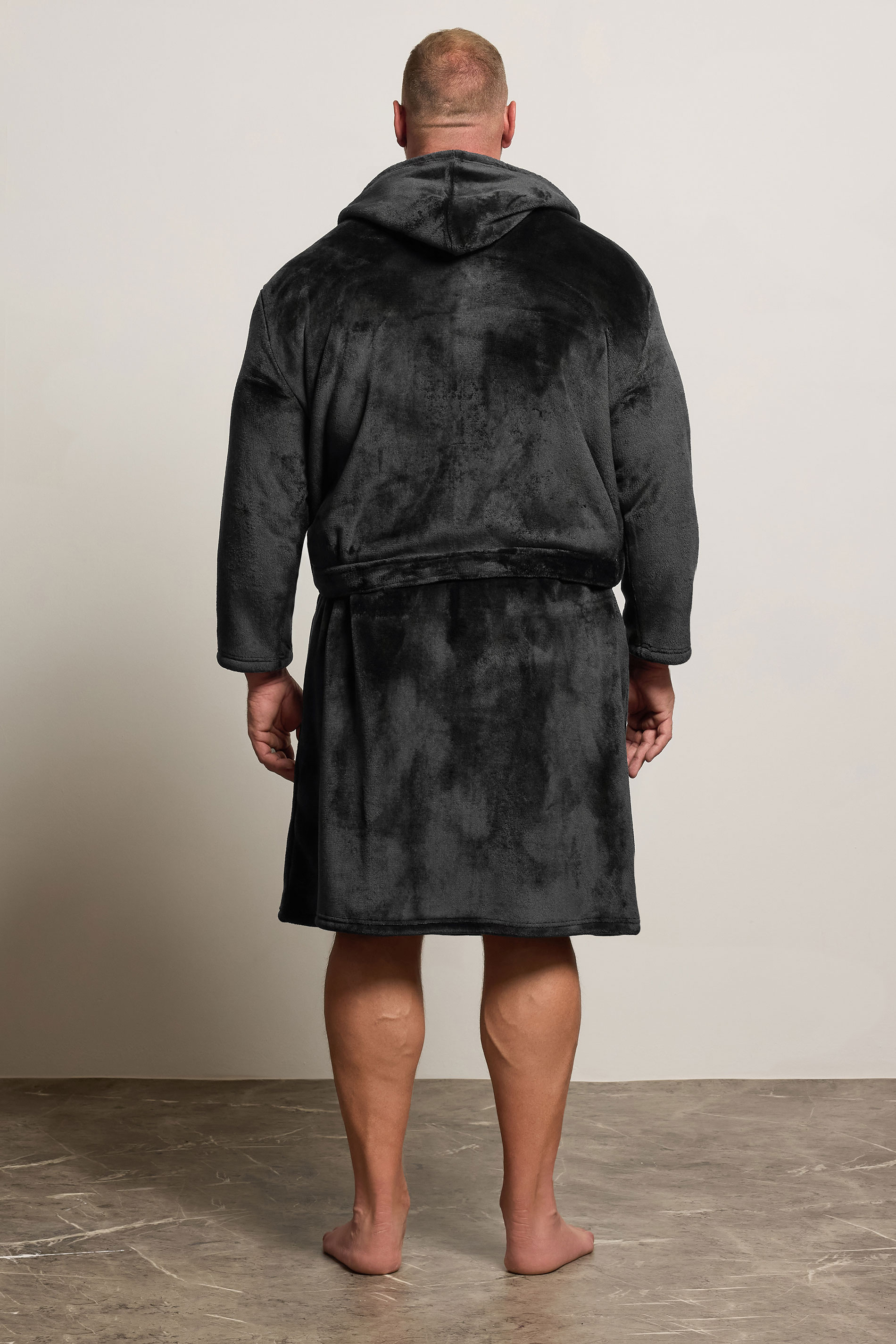 BadRhino Big & Tall Black Soft Fleece Dressing Gown | BadRhino 1