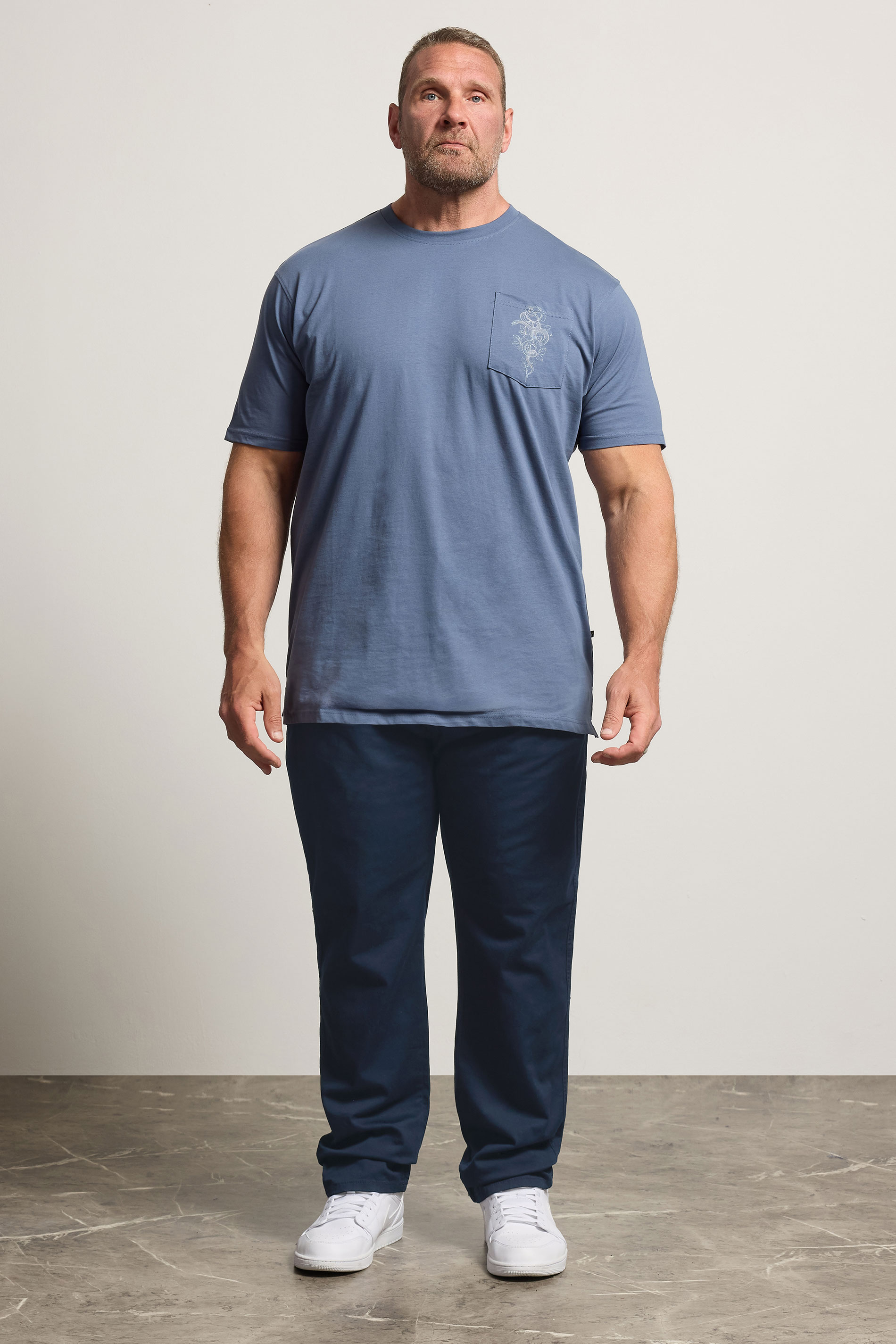 KAM Big & Tall Navy Blue Chino Trousers | BadRhino 1