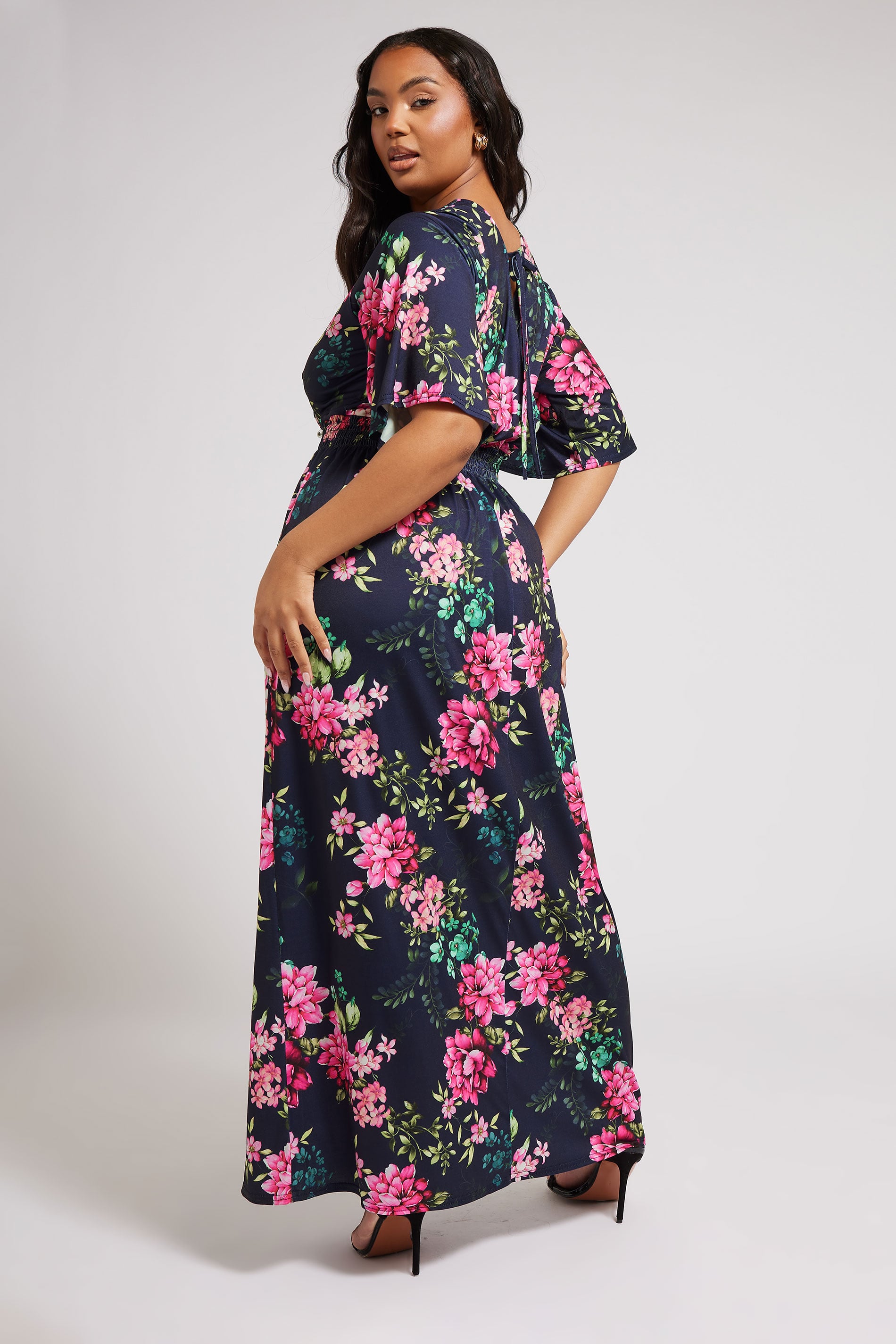 YOURS LONDON Plus Size Navy Blue Floral Print Maxi Dress | Yours Clothing 2