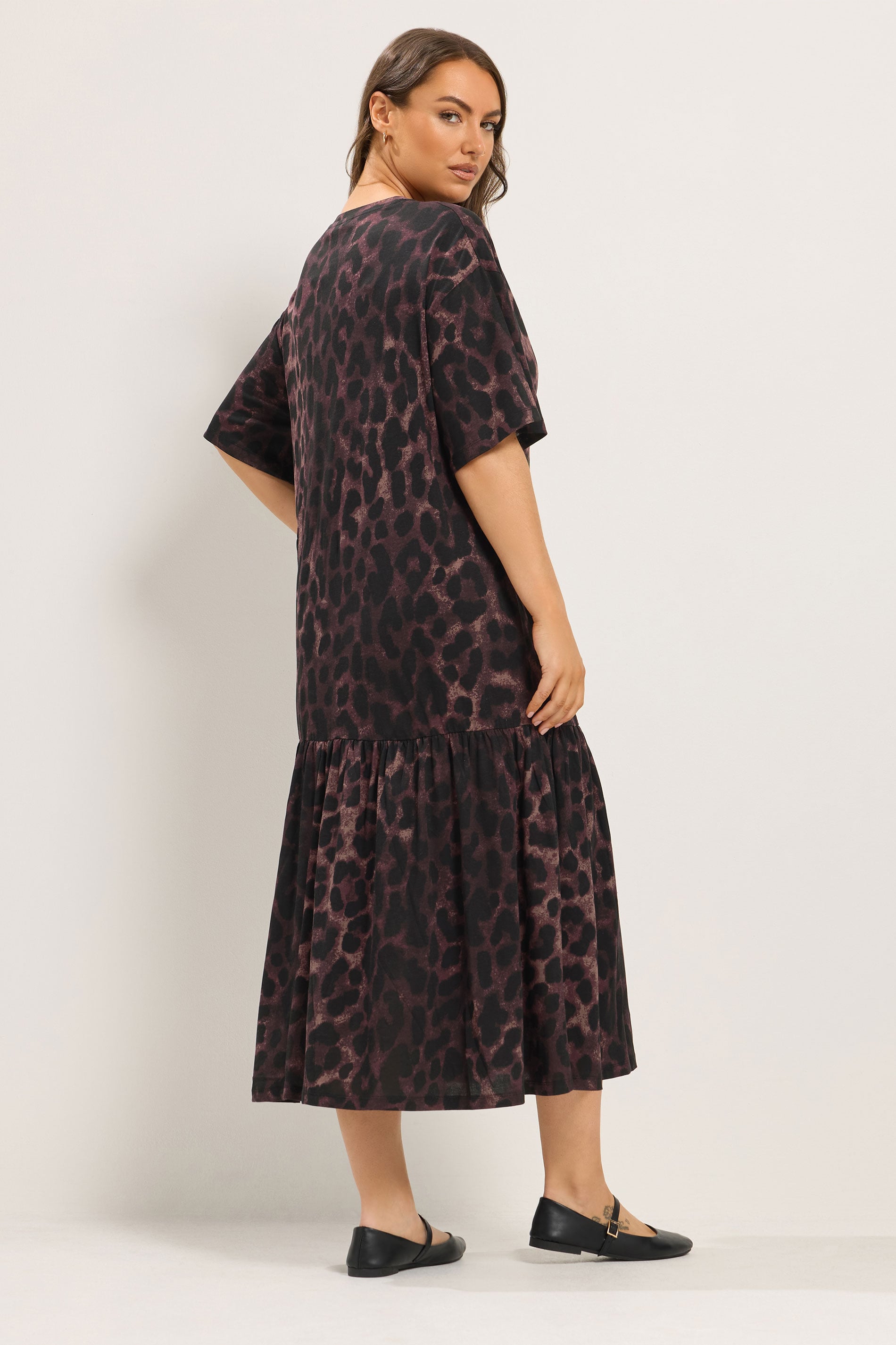 YOURS Plus Size Brown Leopard Print Drop Waist Maxi Dress | Yours Clothing 1