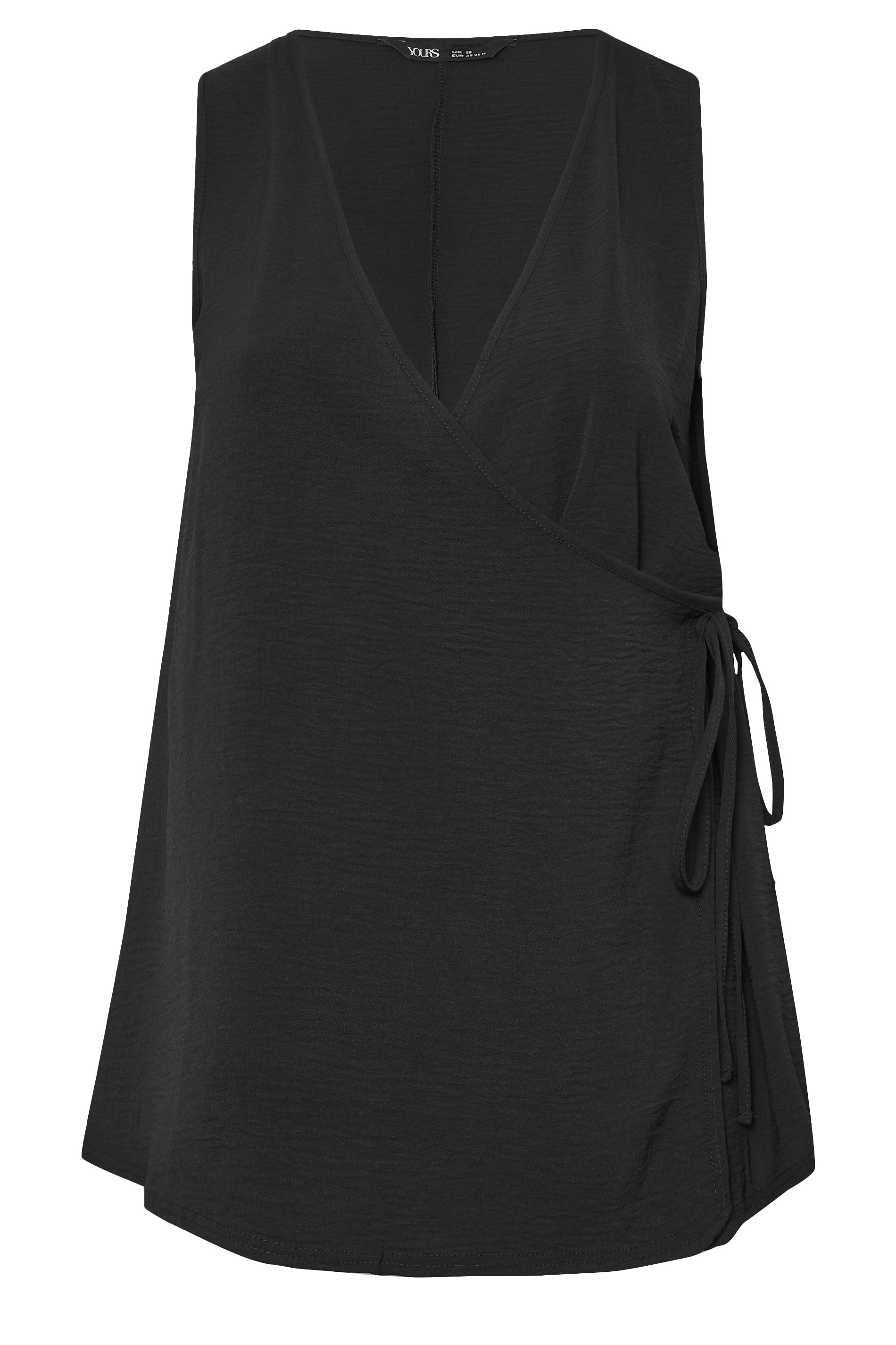 YOURS Plus Size Black Wrap Vest Top | Yours Clothing 5