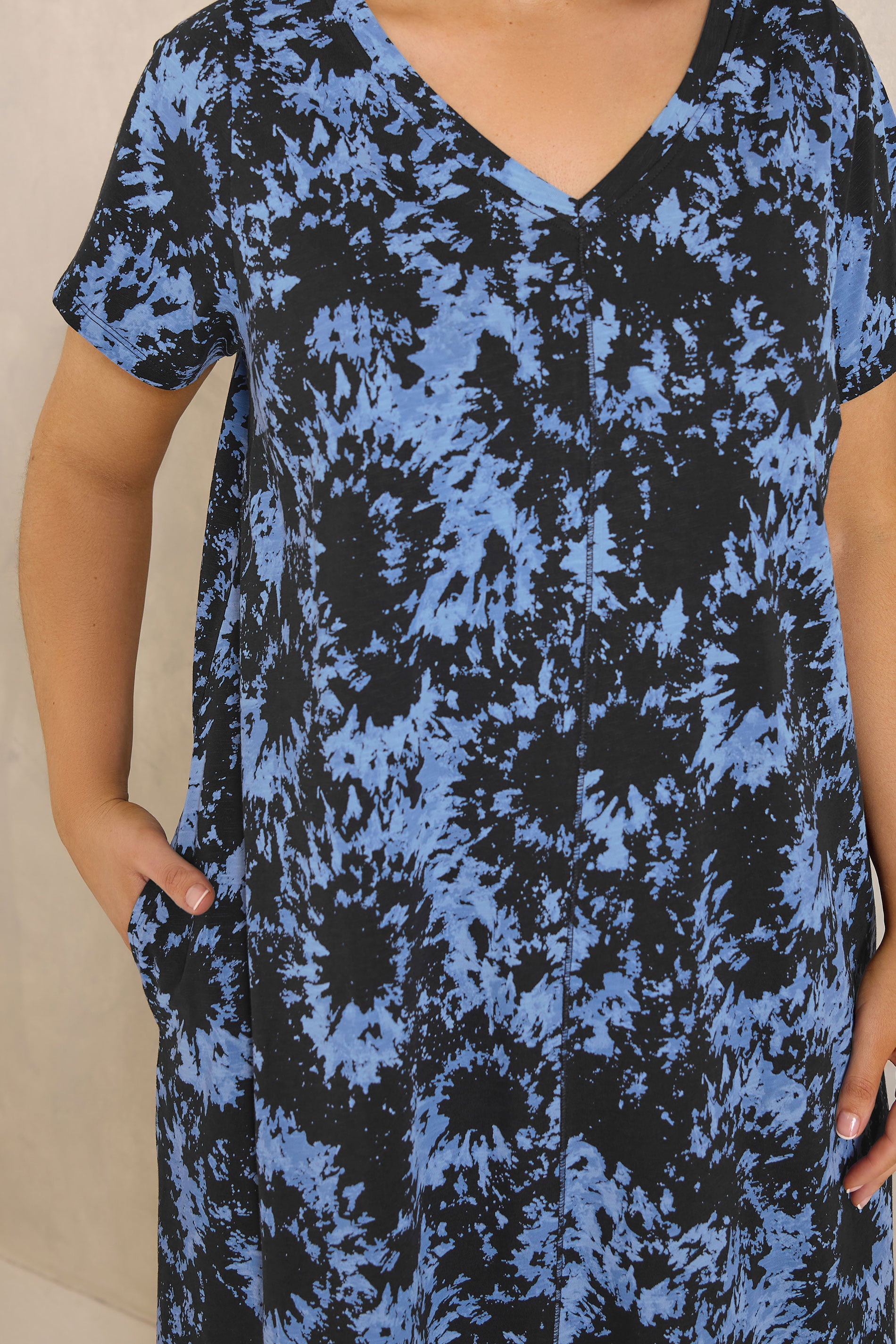 EVANS Plus Size Black Tie Dye Cotton Dress | Evans 4