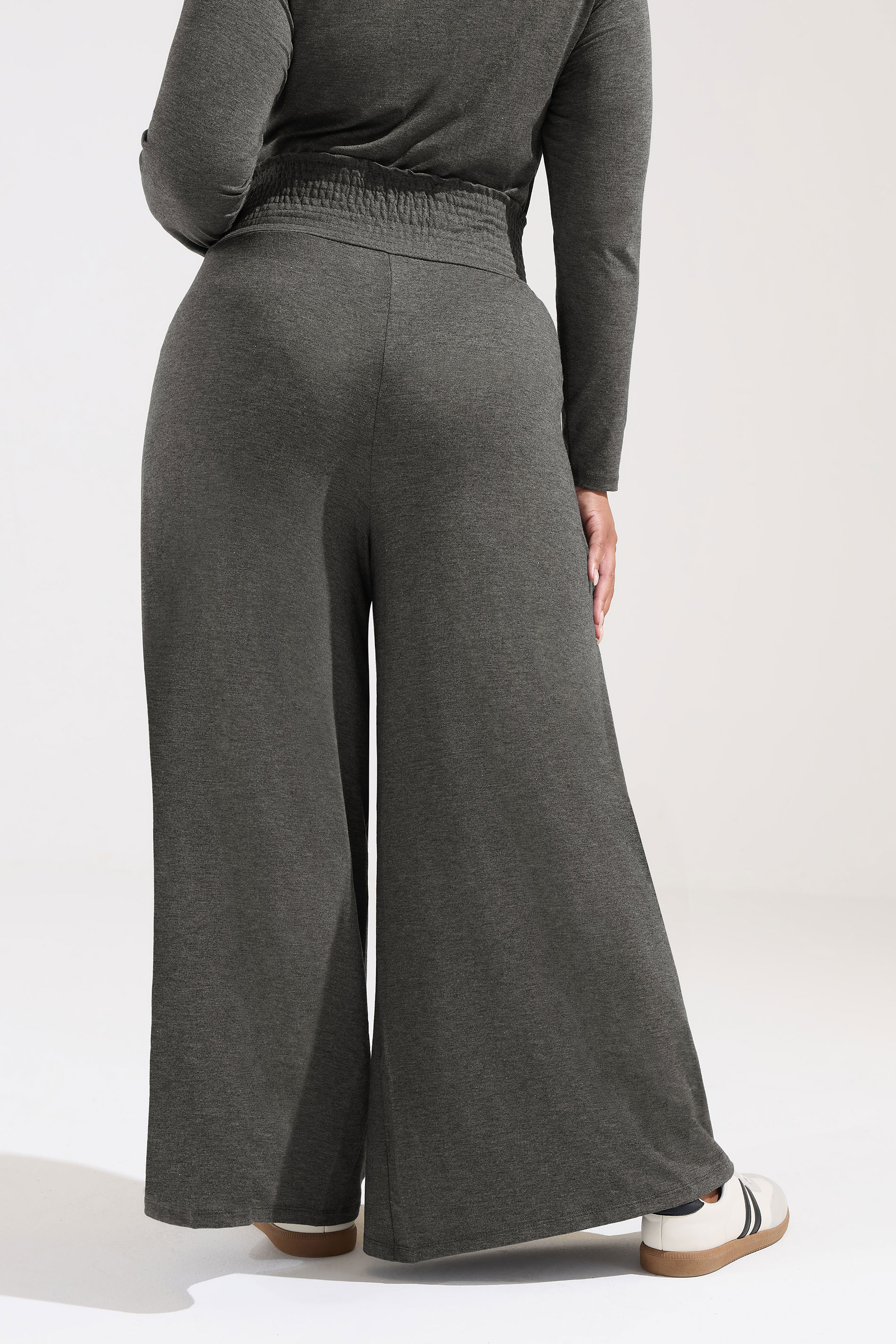 BUMP IT UP MATERNITY Plus Size Charcoal Grey Extra Wide Leg Trousers | Yours Clothing 2