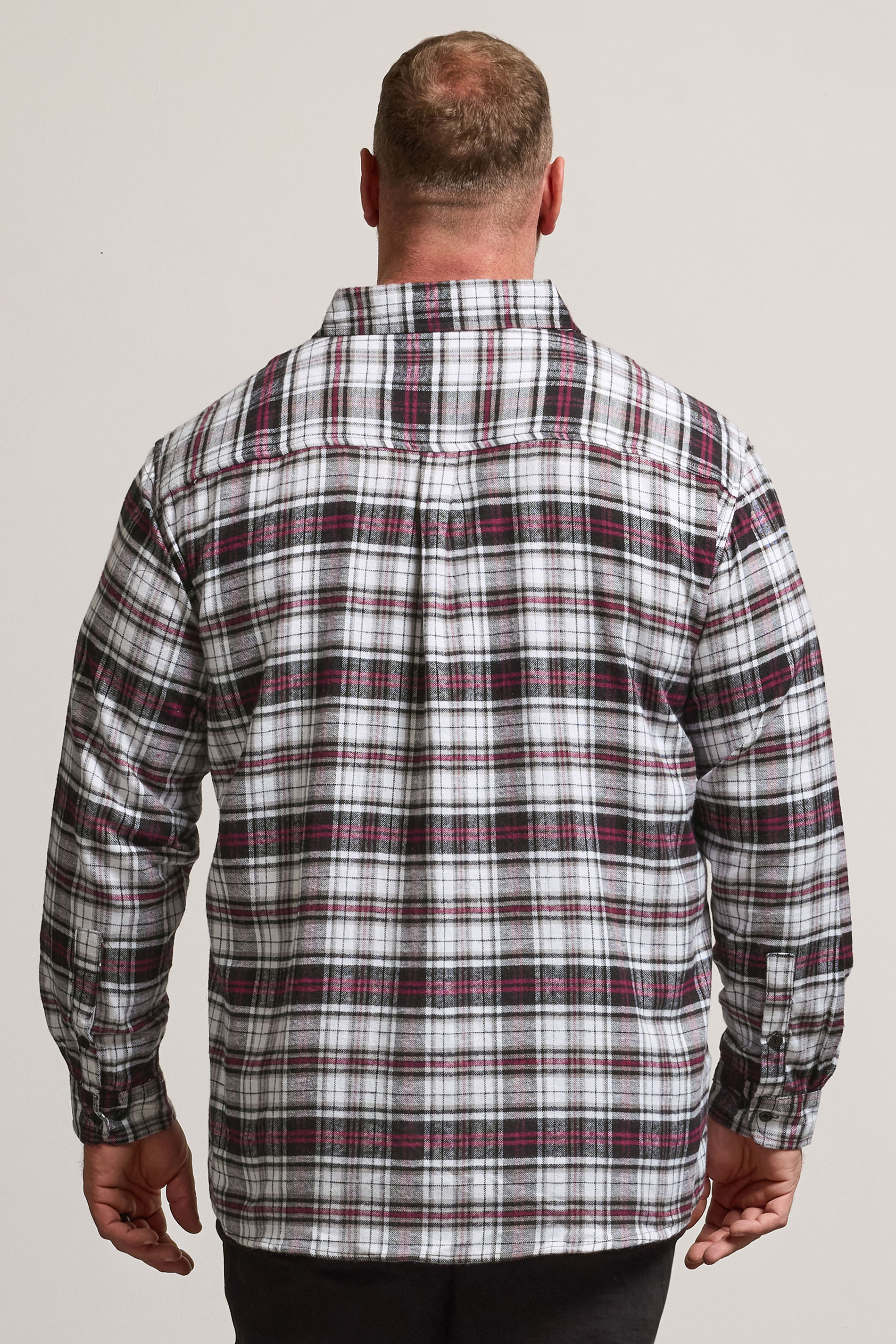 BadRhino Big & Tall Black Check Print Long Sleeve Flannel Shirt | BadRhino 2