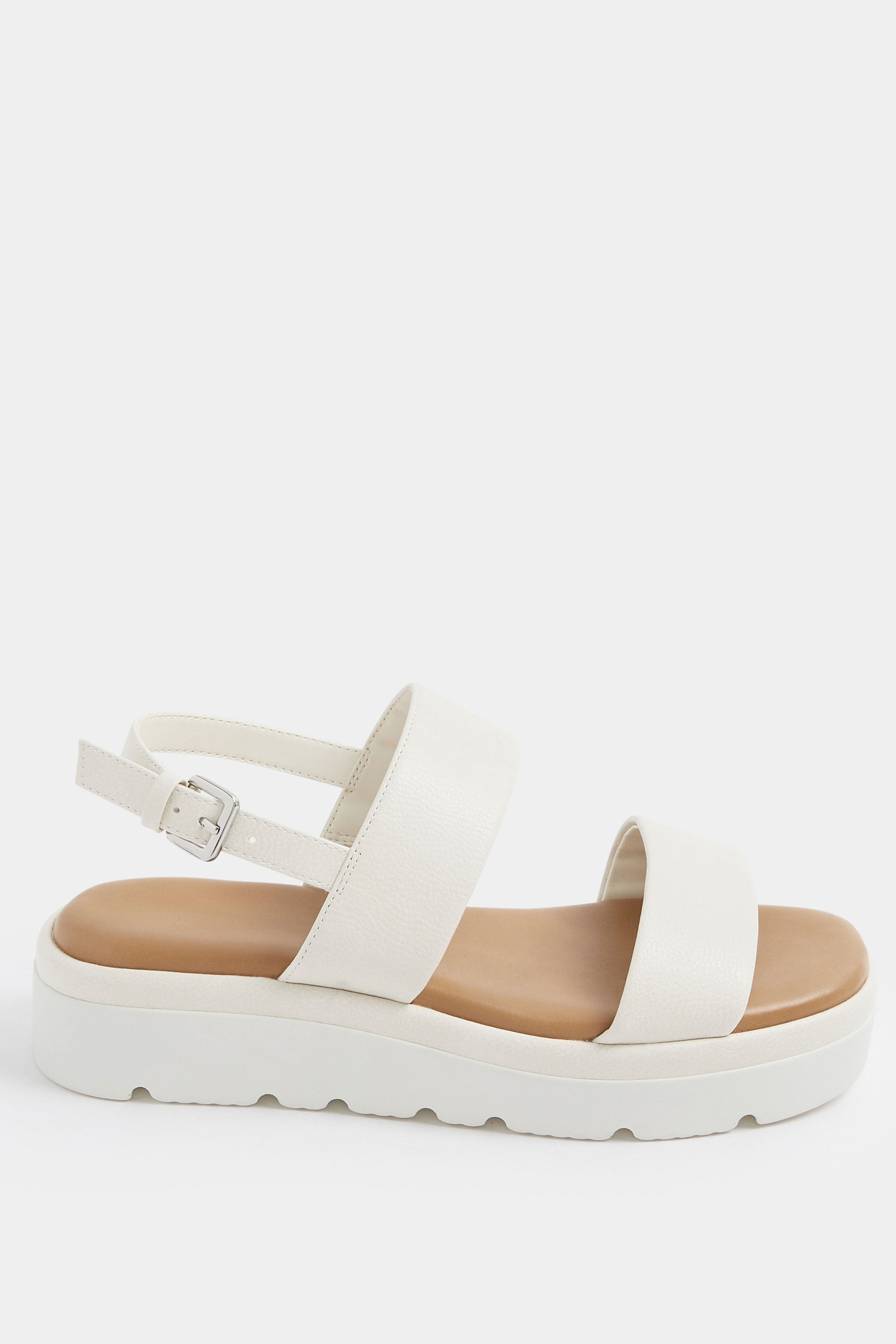 White Faux Leather Padded Wedge Sandals In Extra Wide EEE Fit | Yours Clothing 2