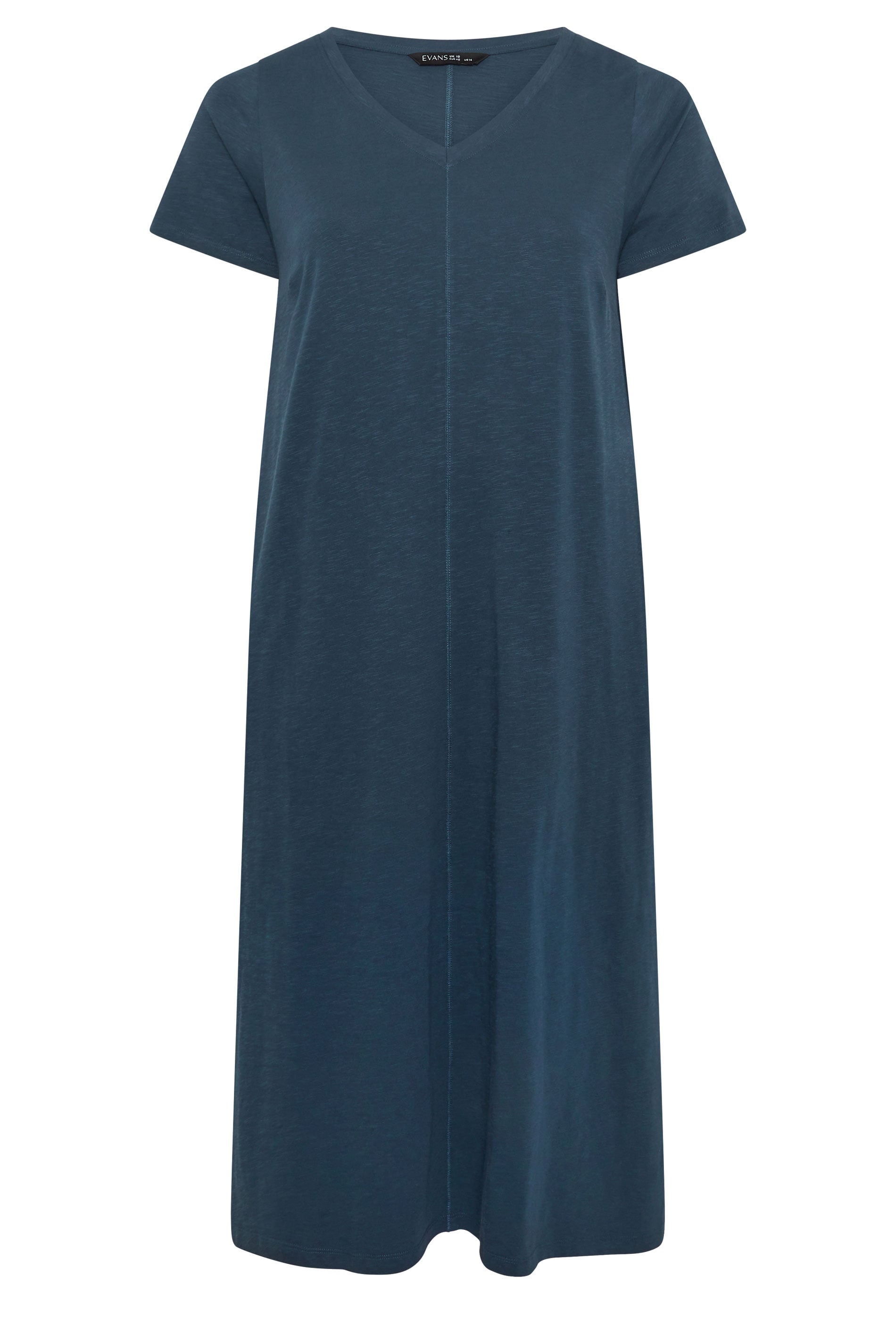 EVANS Plus Size 2 Pack Green & Navy Blue Cotton Dresses | Evans 8
