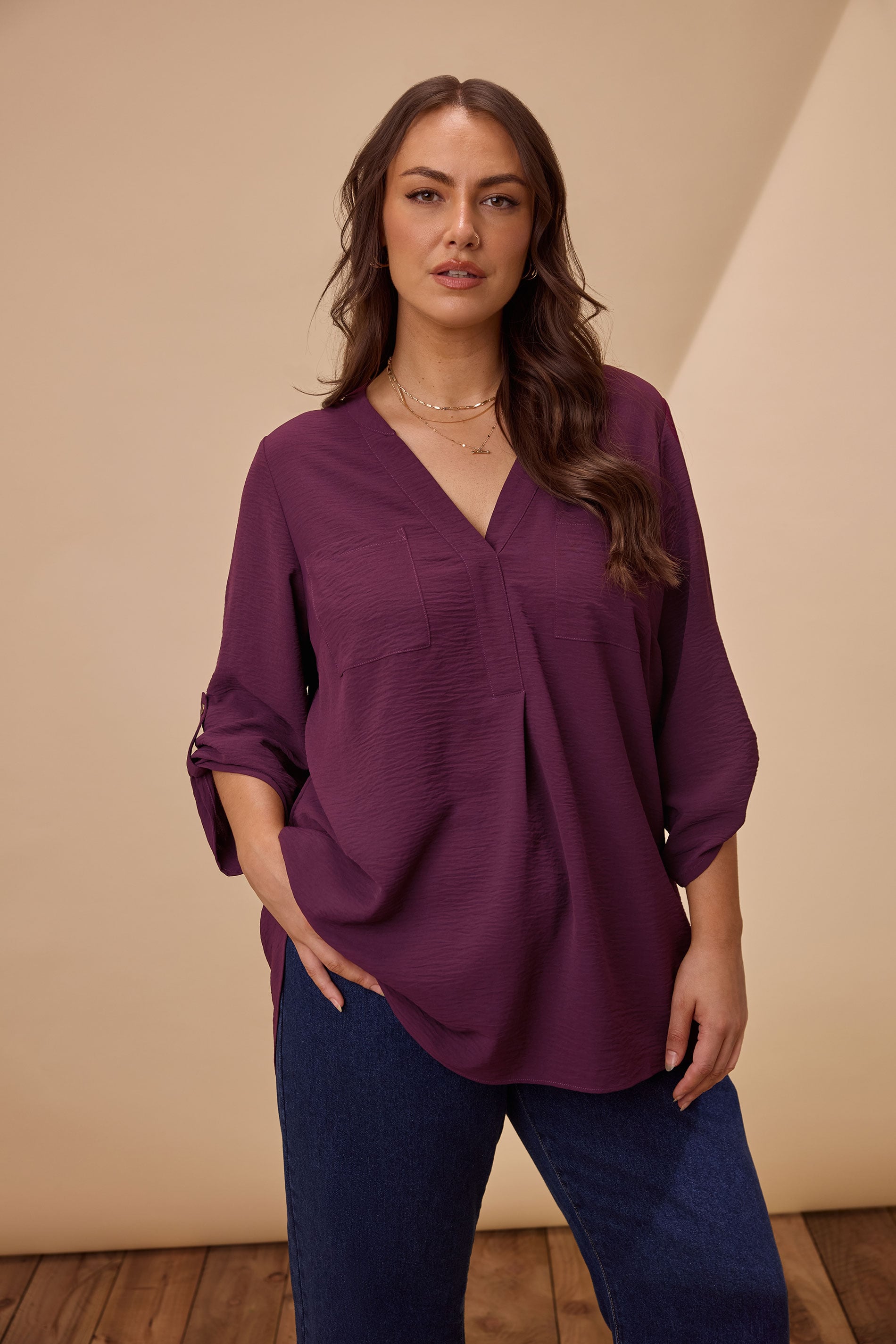Evans Women's Purple Plus Overhead Utility Shirt Size 30-32