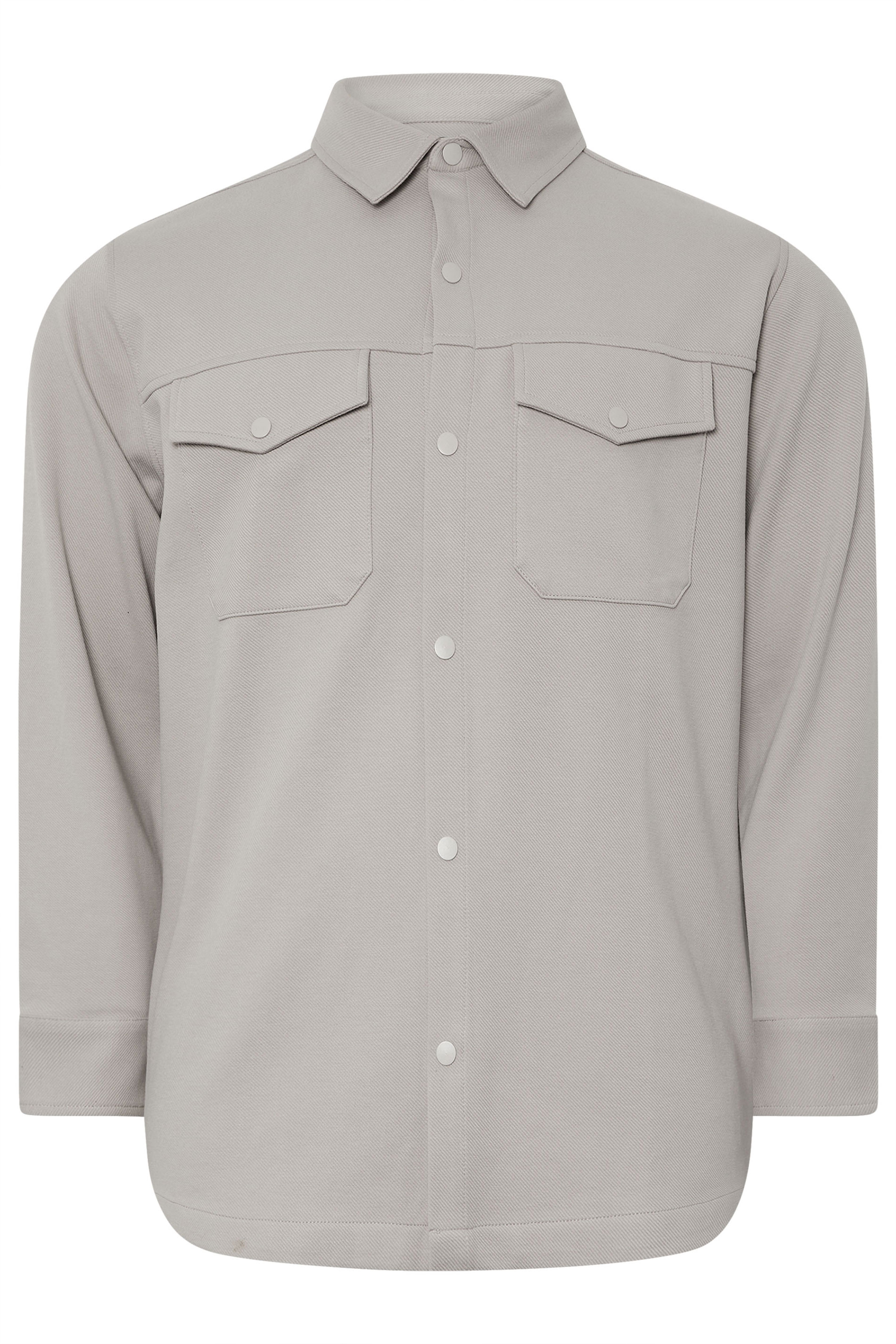 BadRhino Big & Tall Stone Grey Textured Jersey Shacket | BadRhino 6