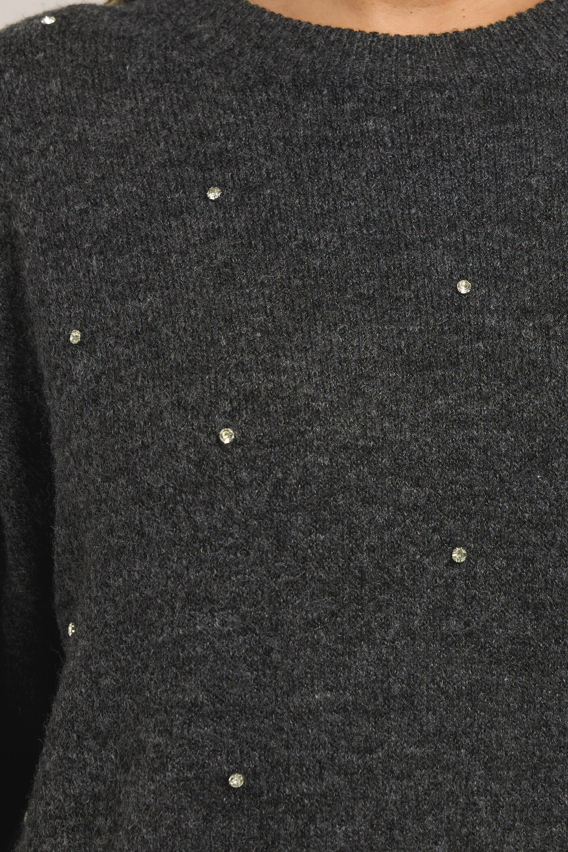 YOURS Plus Size Grey Embellished Front Jumper | Yours Clothing 4