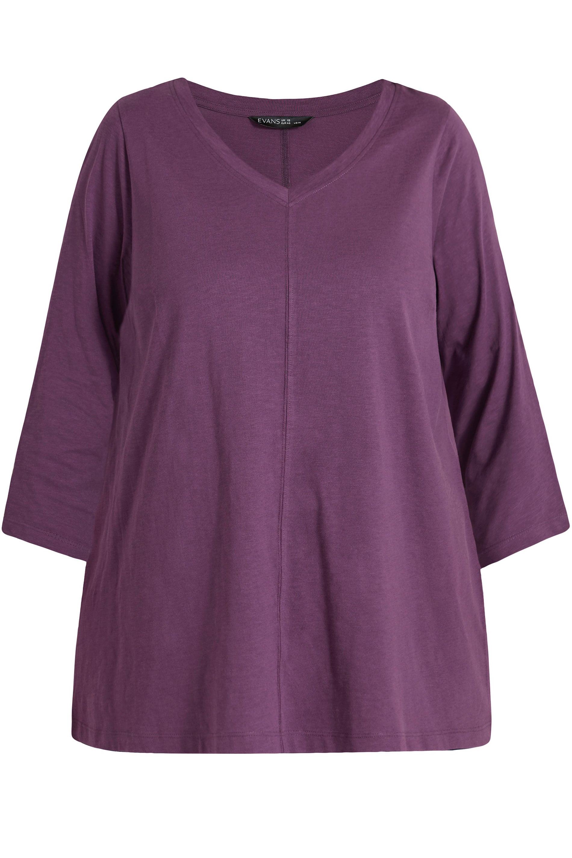 EVANS Plus Size Plum Purple Cotton T-Shirt | Evans 5