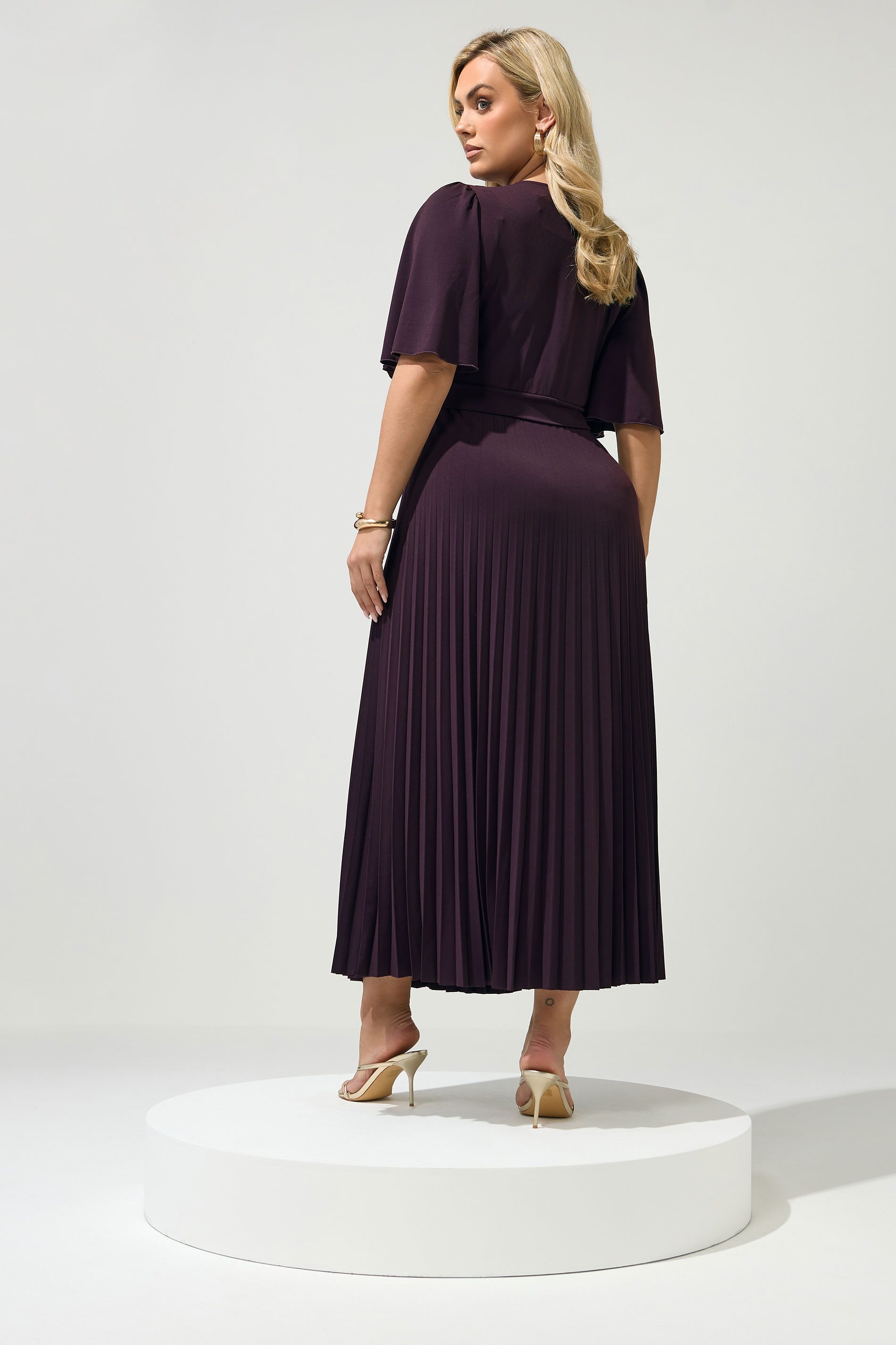 YOURS LONDON Plus Sized Dark Purple Knot Pleated Maxi Dress | Yours Clothing  4