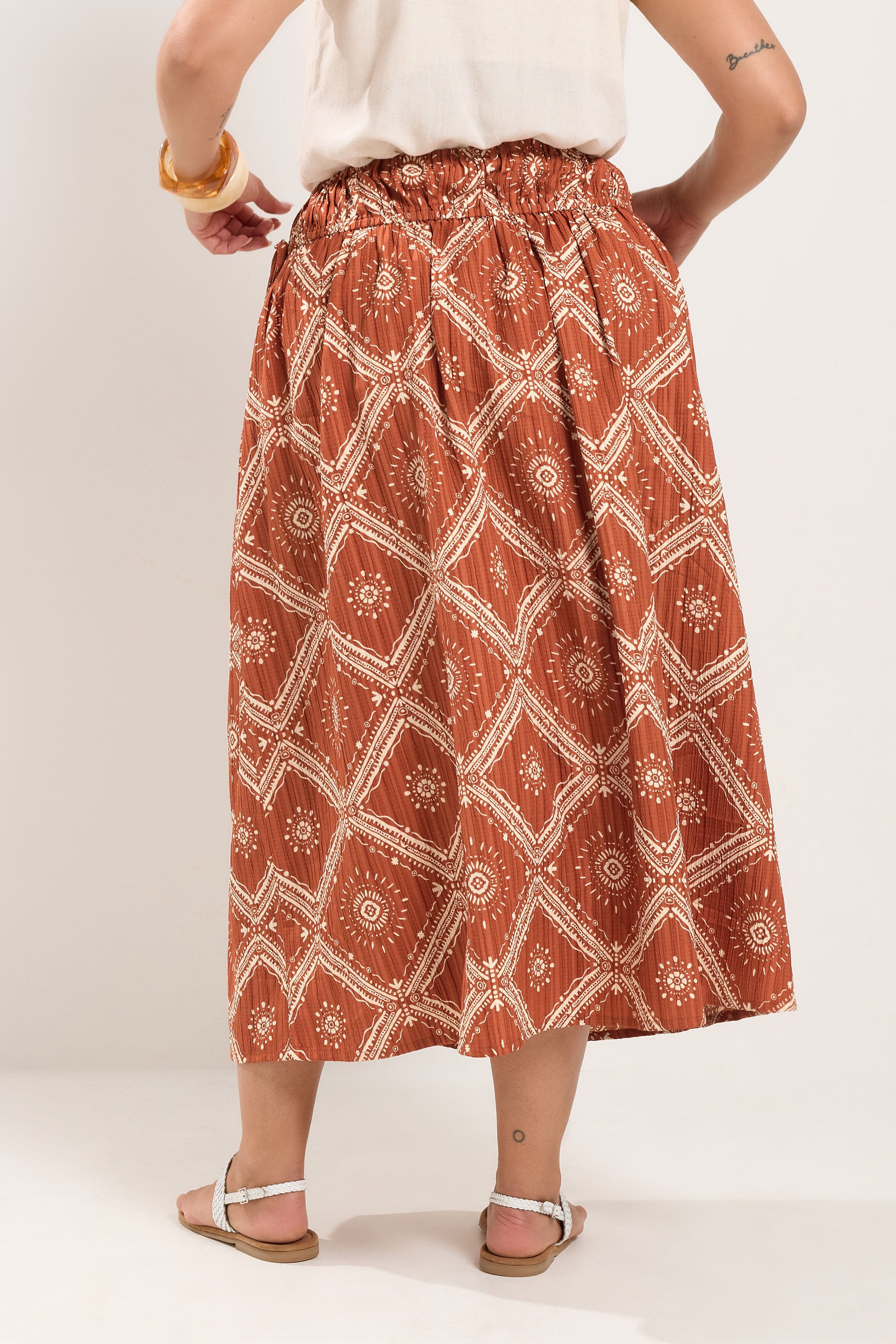YOURS Plus Size Rust Orange Abstract Skirt 4