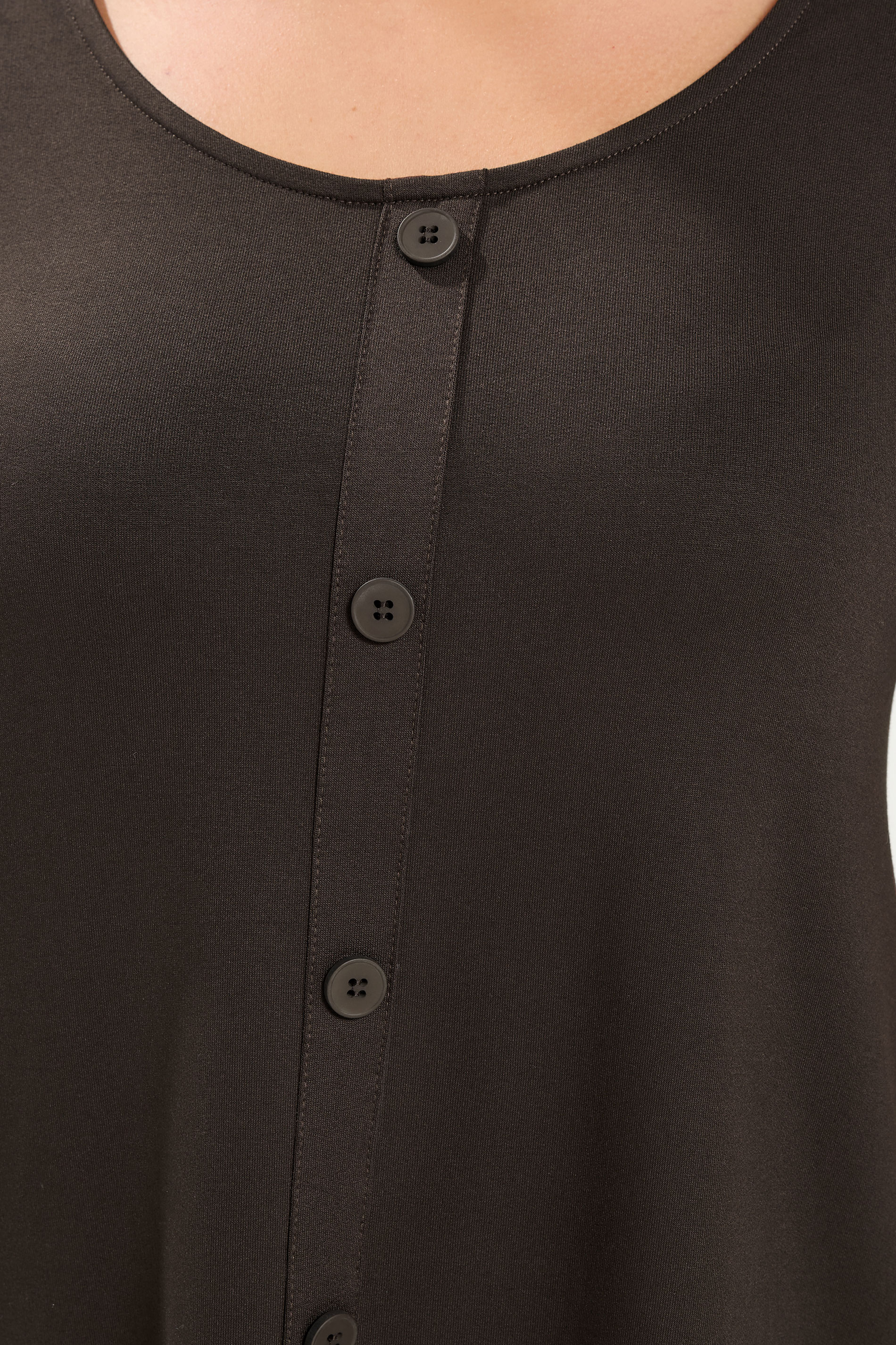 YOURS Plus Size Chocolate Brown Button Front Top | Yours Clothing 4