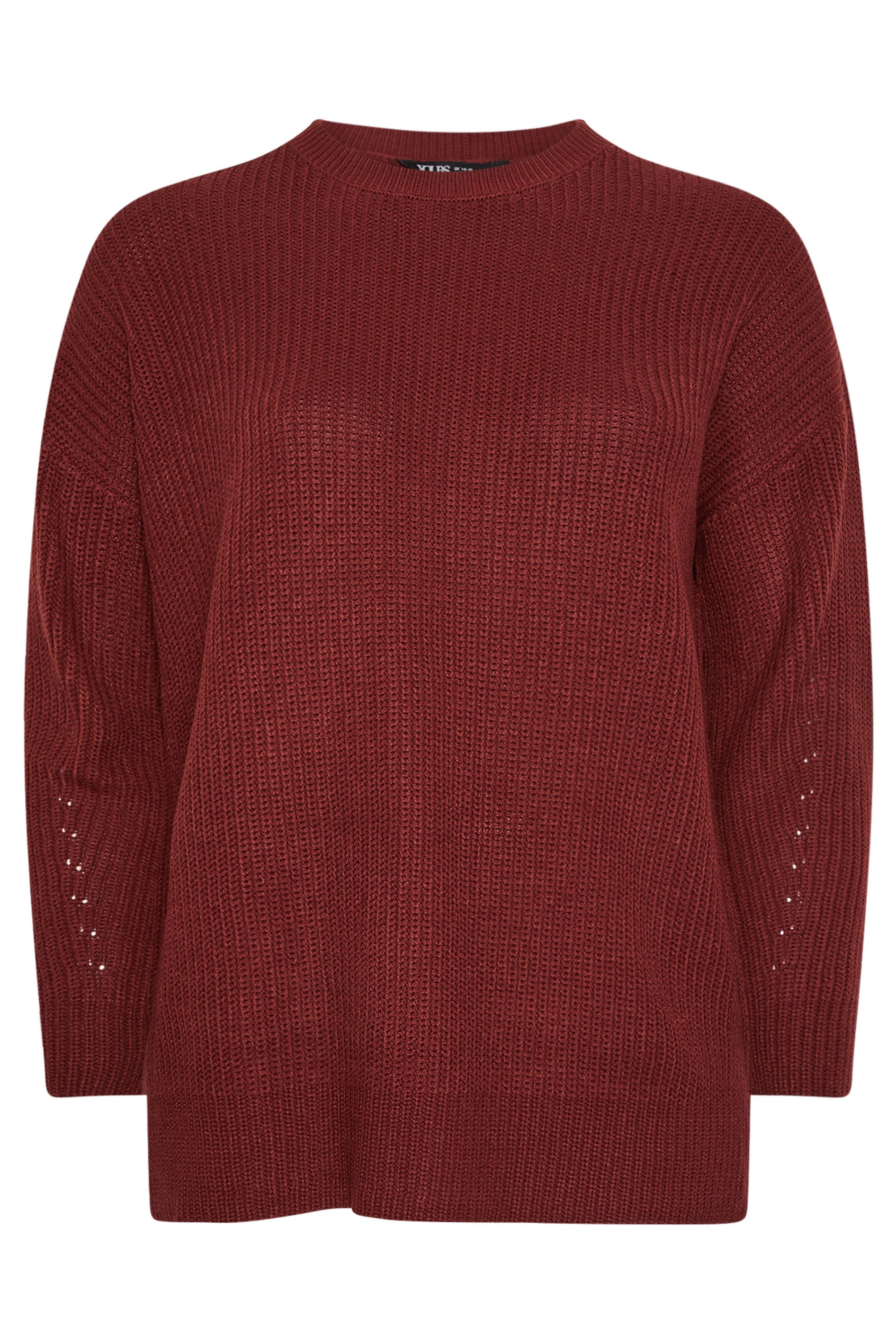 YOURS Plus Size Burgundy Red Drop Shoulder Jumper| Yours Clothing 5