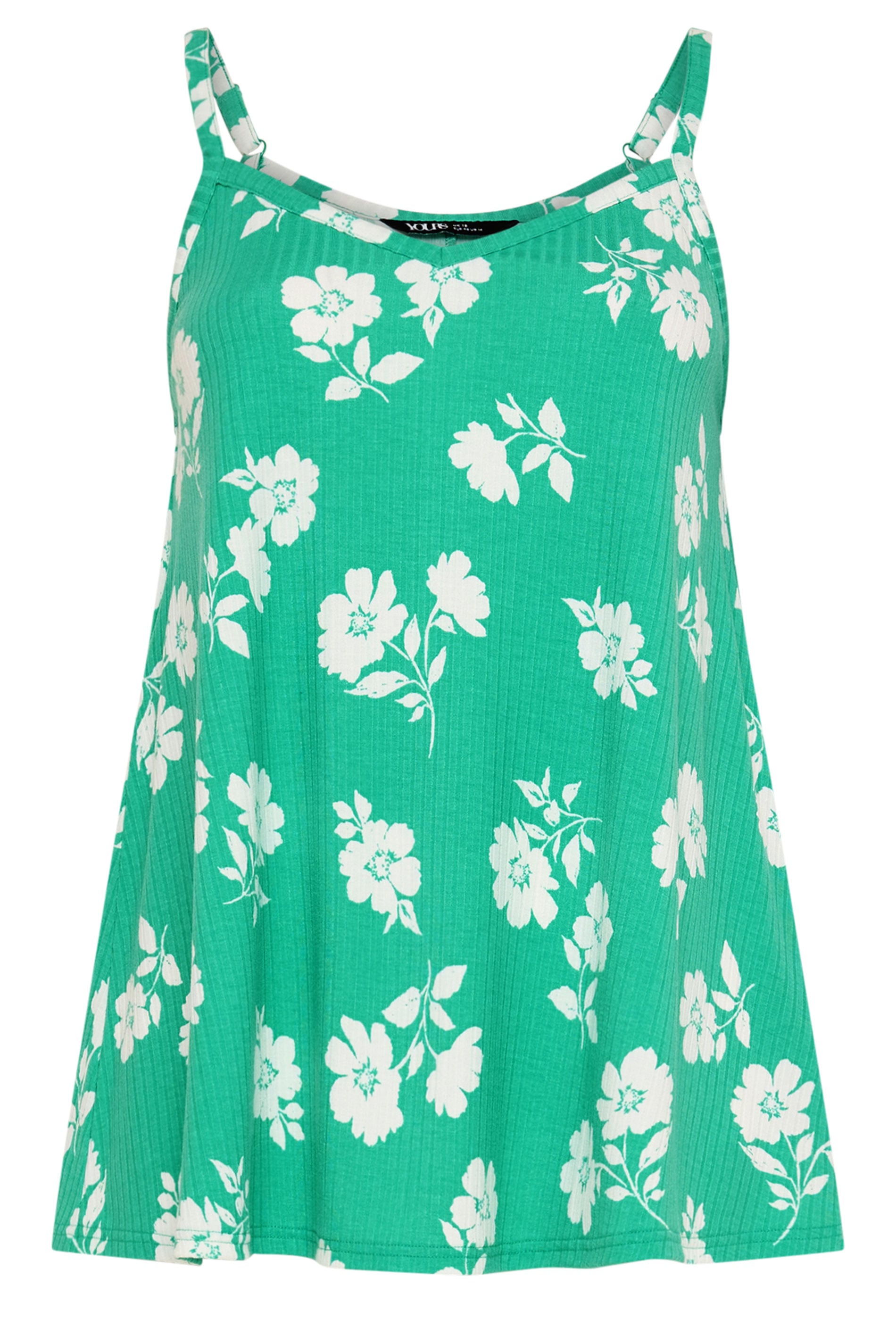 YOURS Plus Size Green Floral Swing Vest Top | Yours Clothing 5