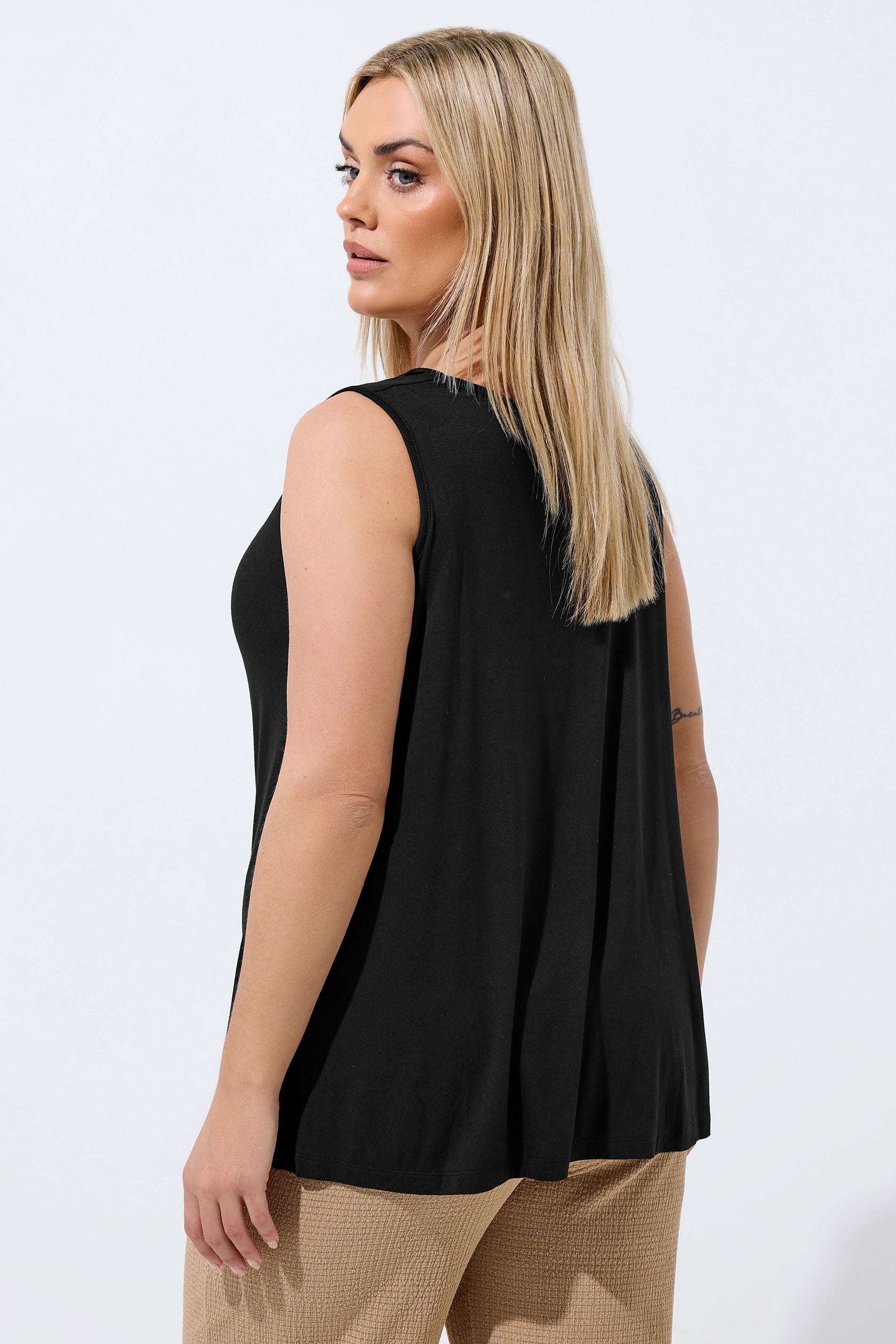 LIMITED COLLECTION Plus Size Black Drape Starfish Detail Top | Yours Clothing 2