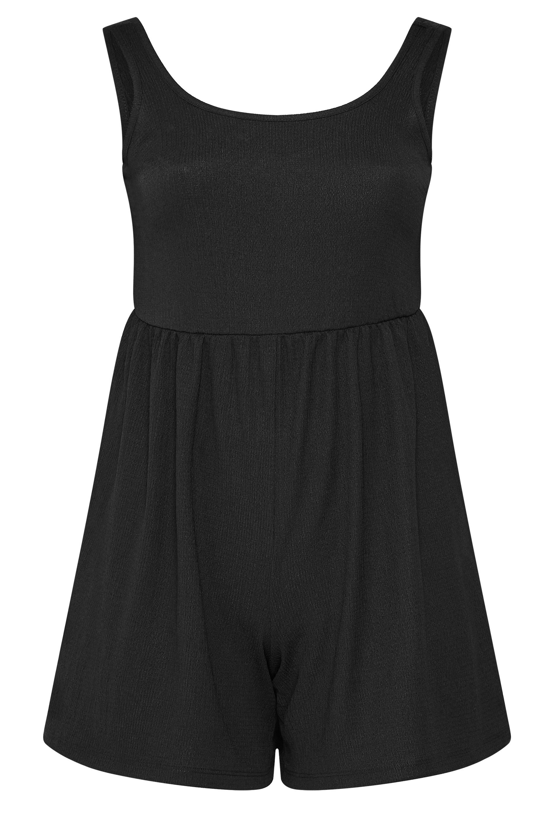 YOURS Plus Size Black Smock Textured Playsuit | Yours Clothing 5