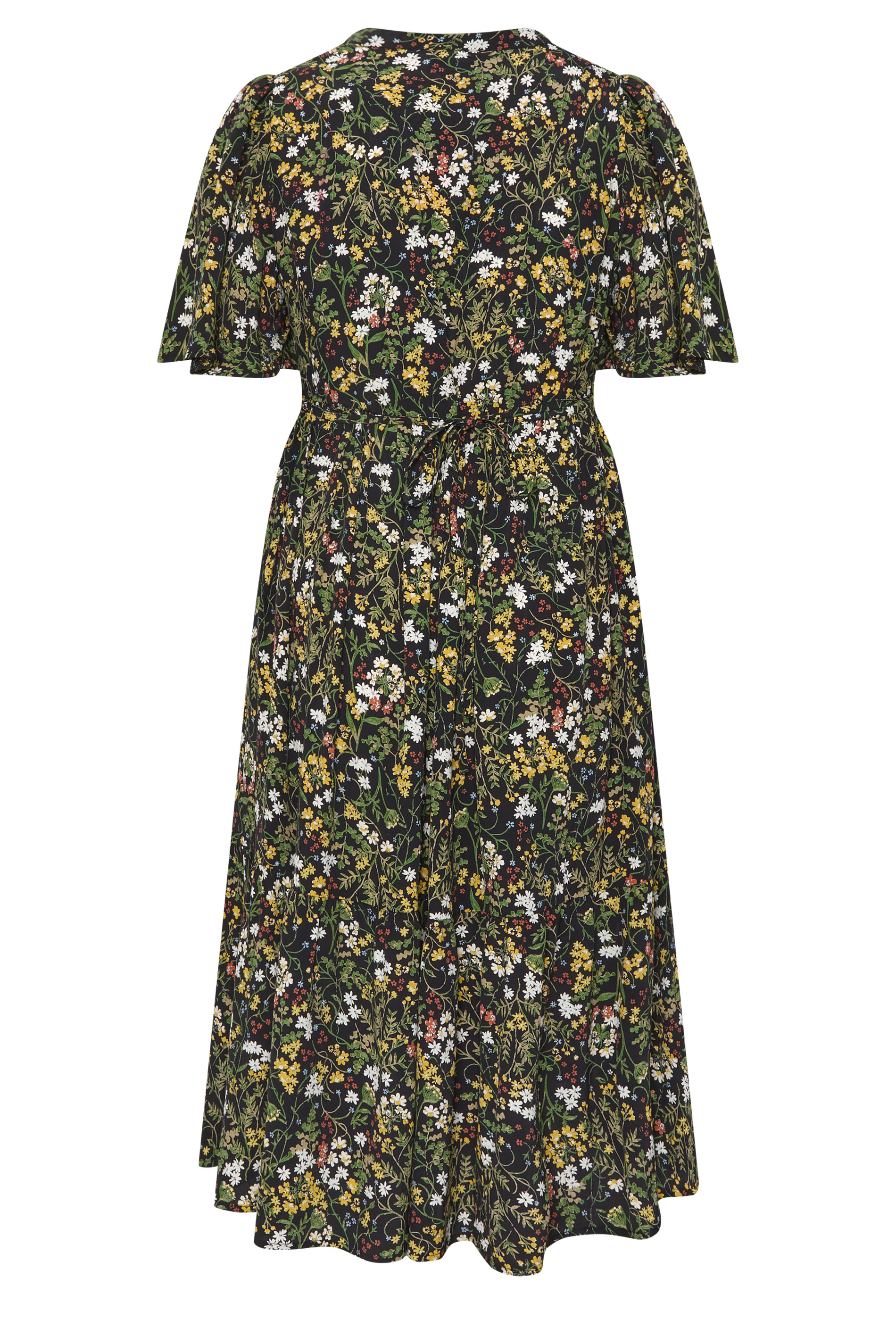 YOURS Plus Size Black Floral Placket Midi Dress | Yours Clothing 2