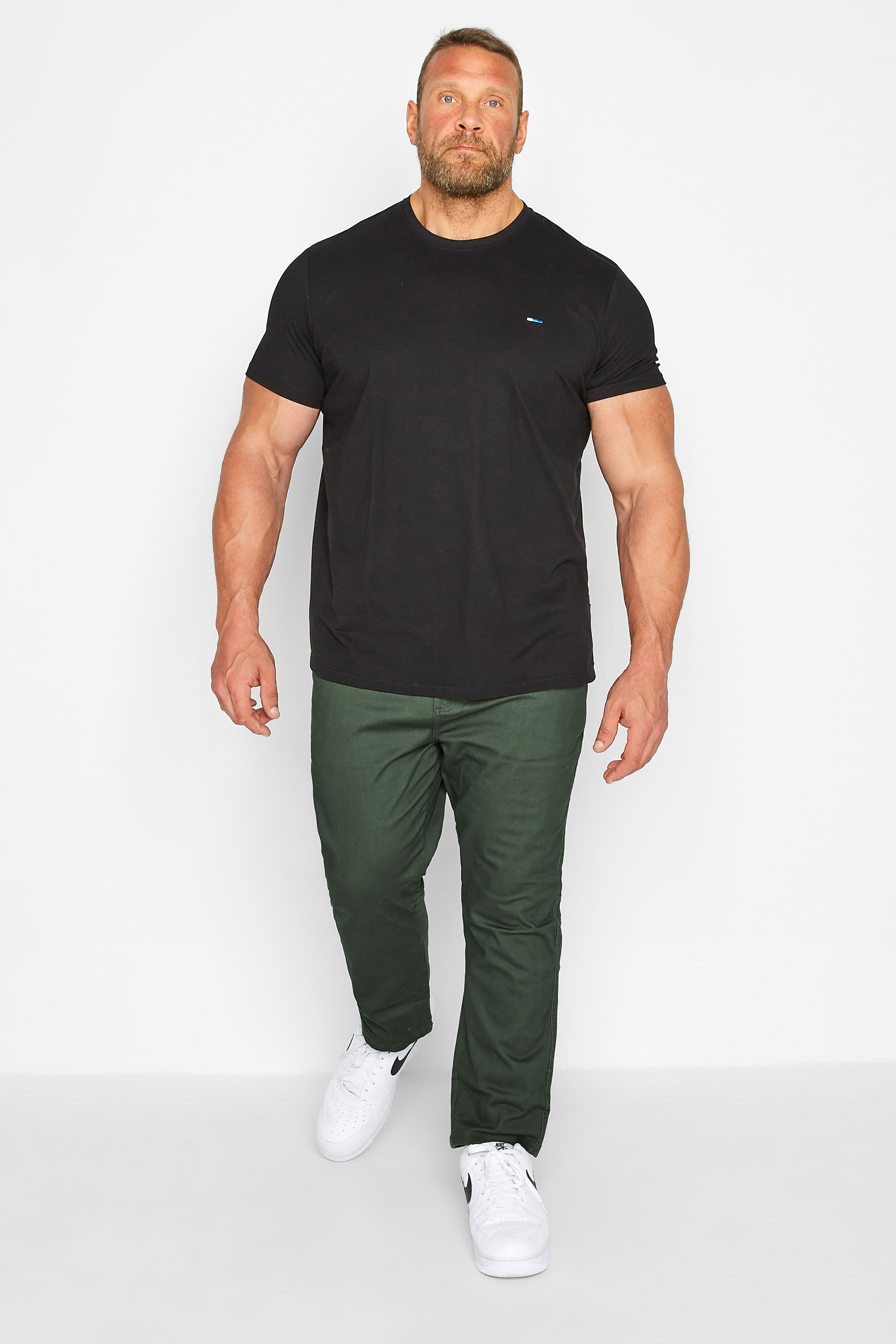 KAM Dark Khaki Green Chino Trousers | BadRhino 1