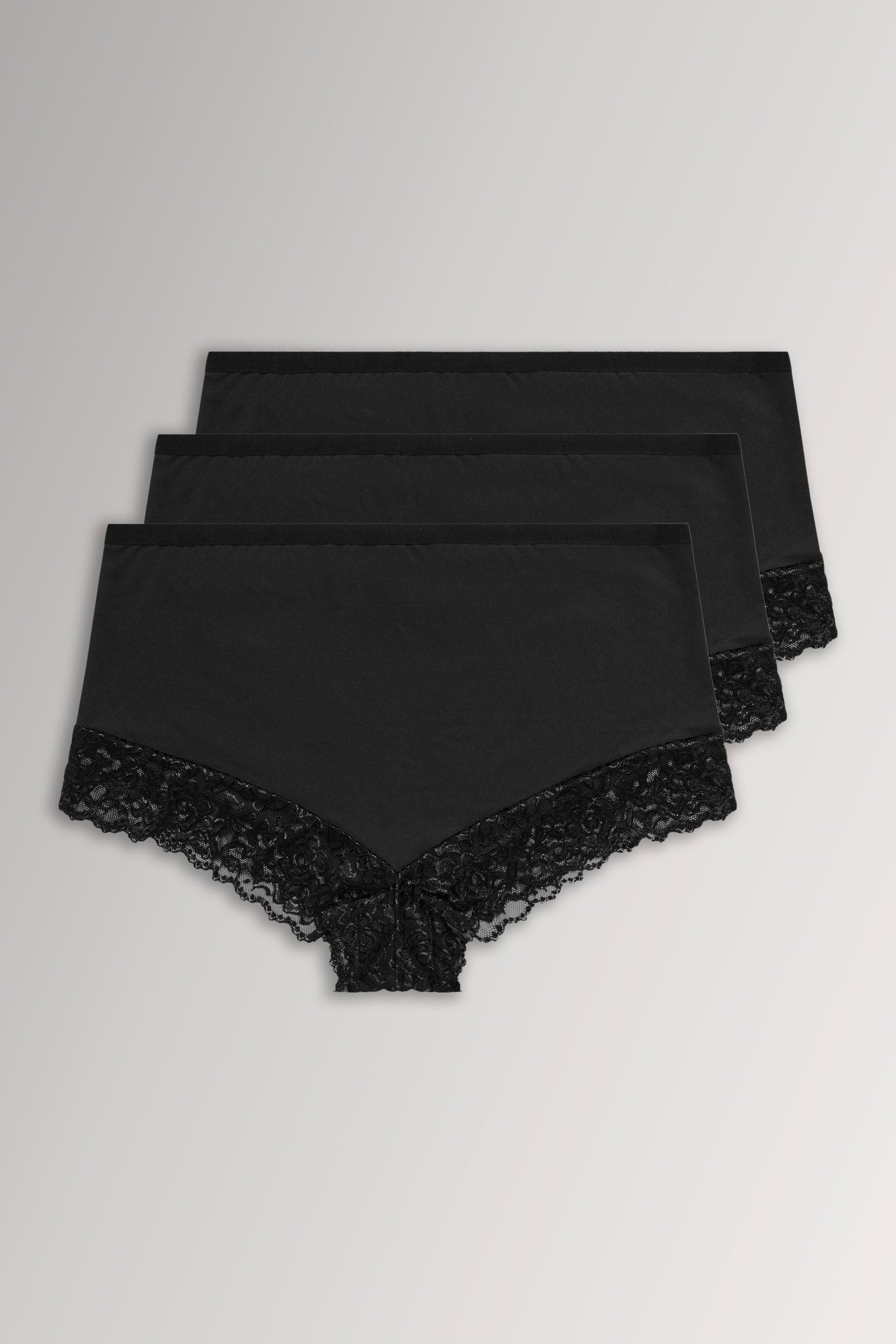 YOURSET 3 PACK Plus Size Black Lace Trim Briefs | Yours Clothing  3