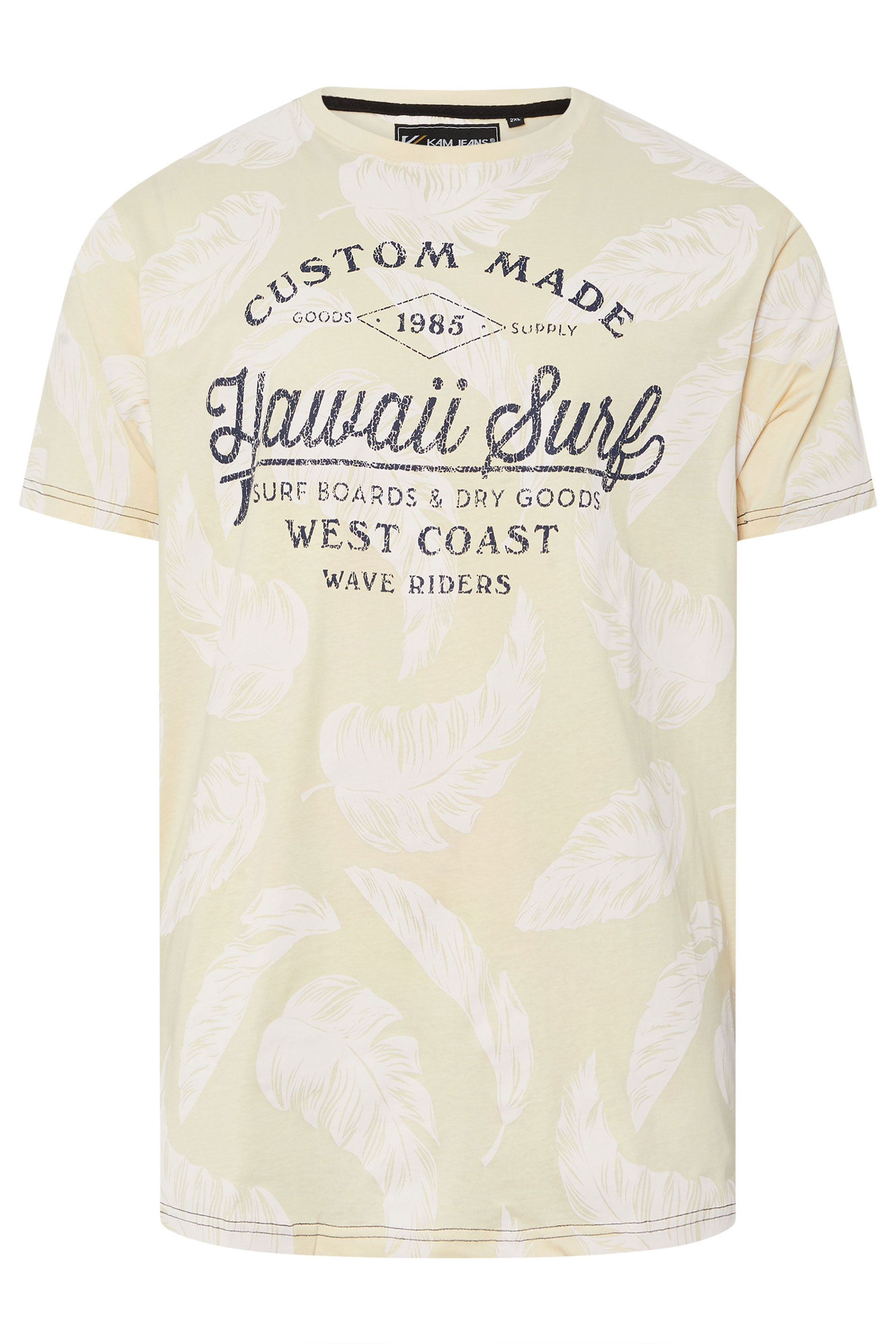 KAM Big & Tall Stone Brown 'Hawaii Surf' Leaf Print T-Shirt | BadRhino 2