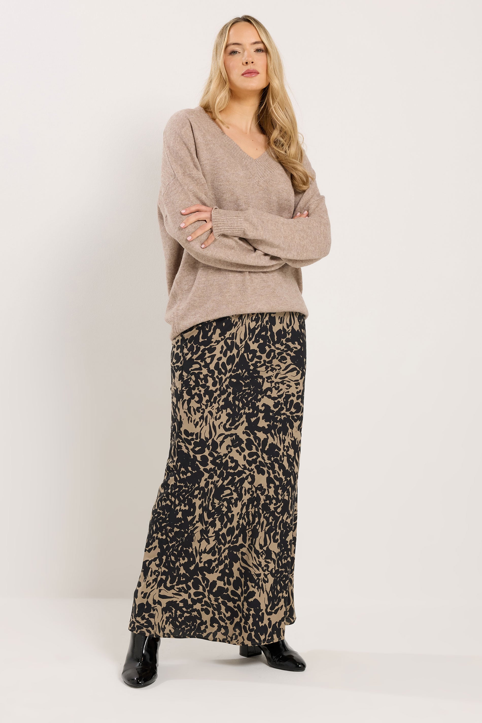 LTS Tall Women's Black Abstract Print Cotton Maxi Skirt | Long Tall Sally 3