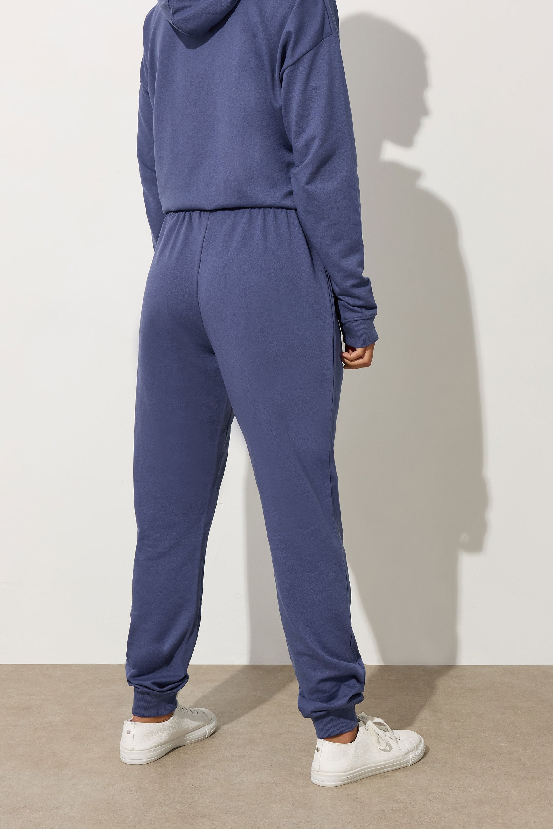 LTS Tall Blue Jersey Drawcord Cuffed Joggers | Long Tall Sally 2