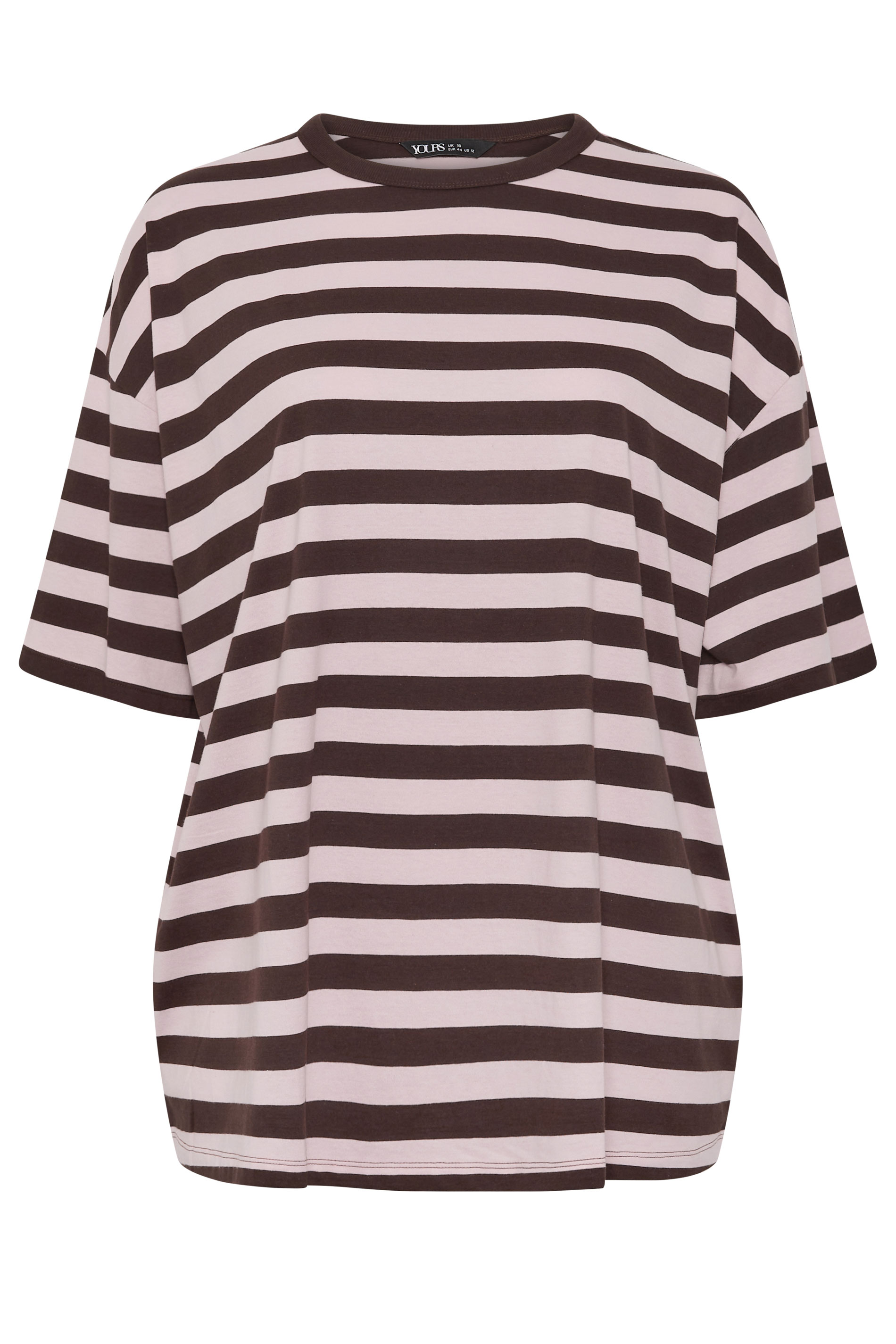 YOURS Plus Size Chocolate Brown & Pink Boxy T-Shirt | Yours Clothing 5