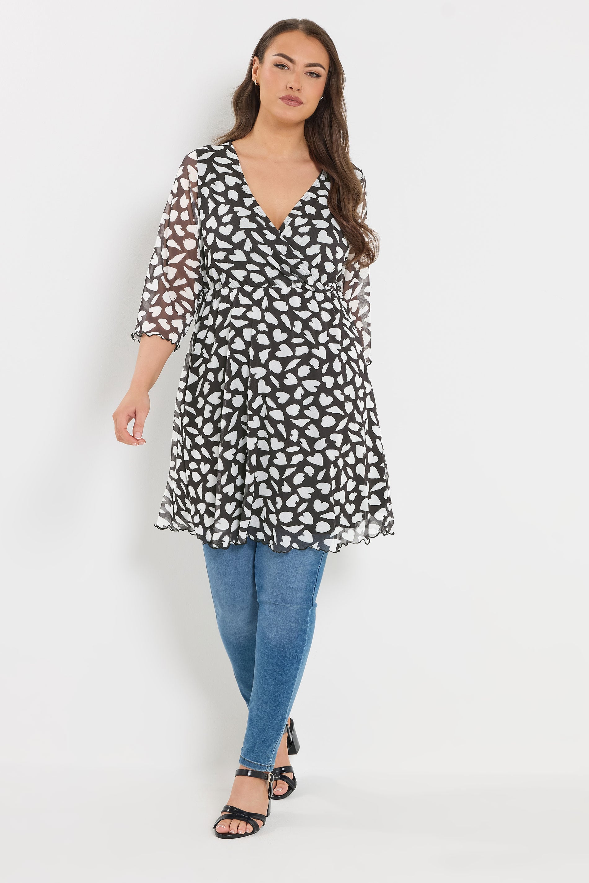YOURS Plus Size Black Heart Tunic Top | Yours Clothing 1