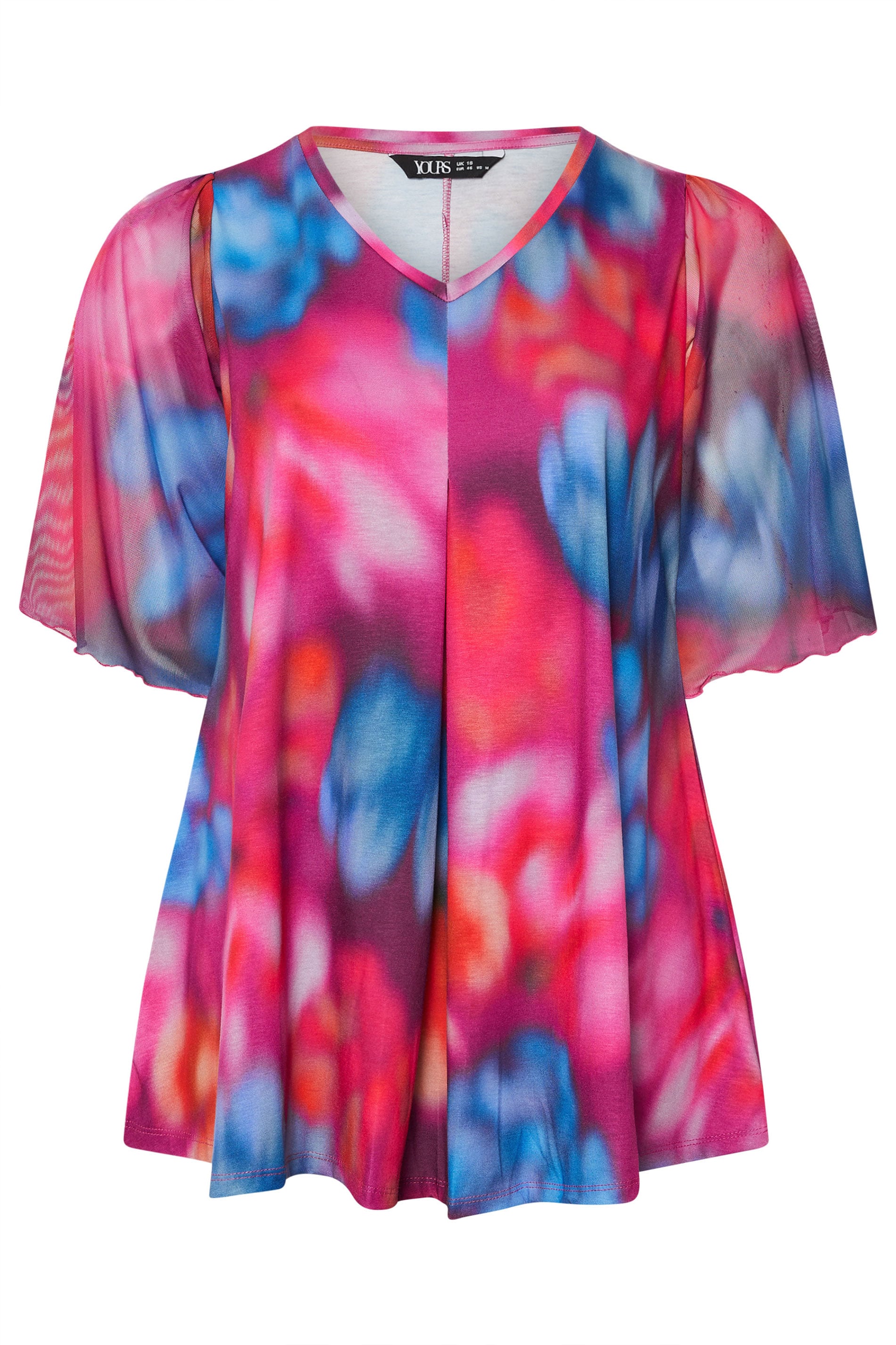 YOURS Plus Size Pink Abstract Print Mesh Swing Top | Yours Clothing 5