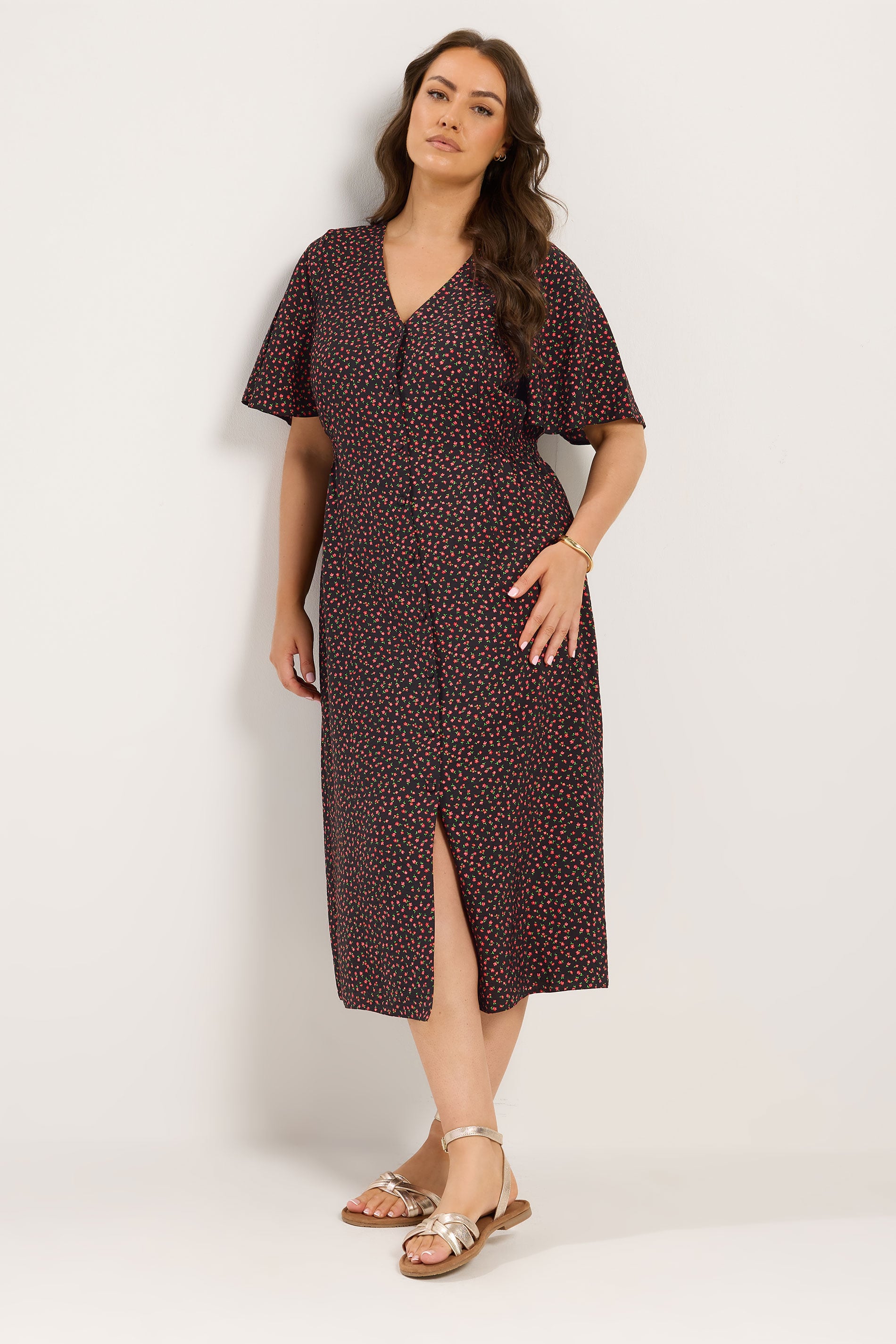 YOURS Plus Size Black Floral Tea Dress | Yours Clothing 3