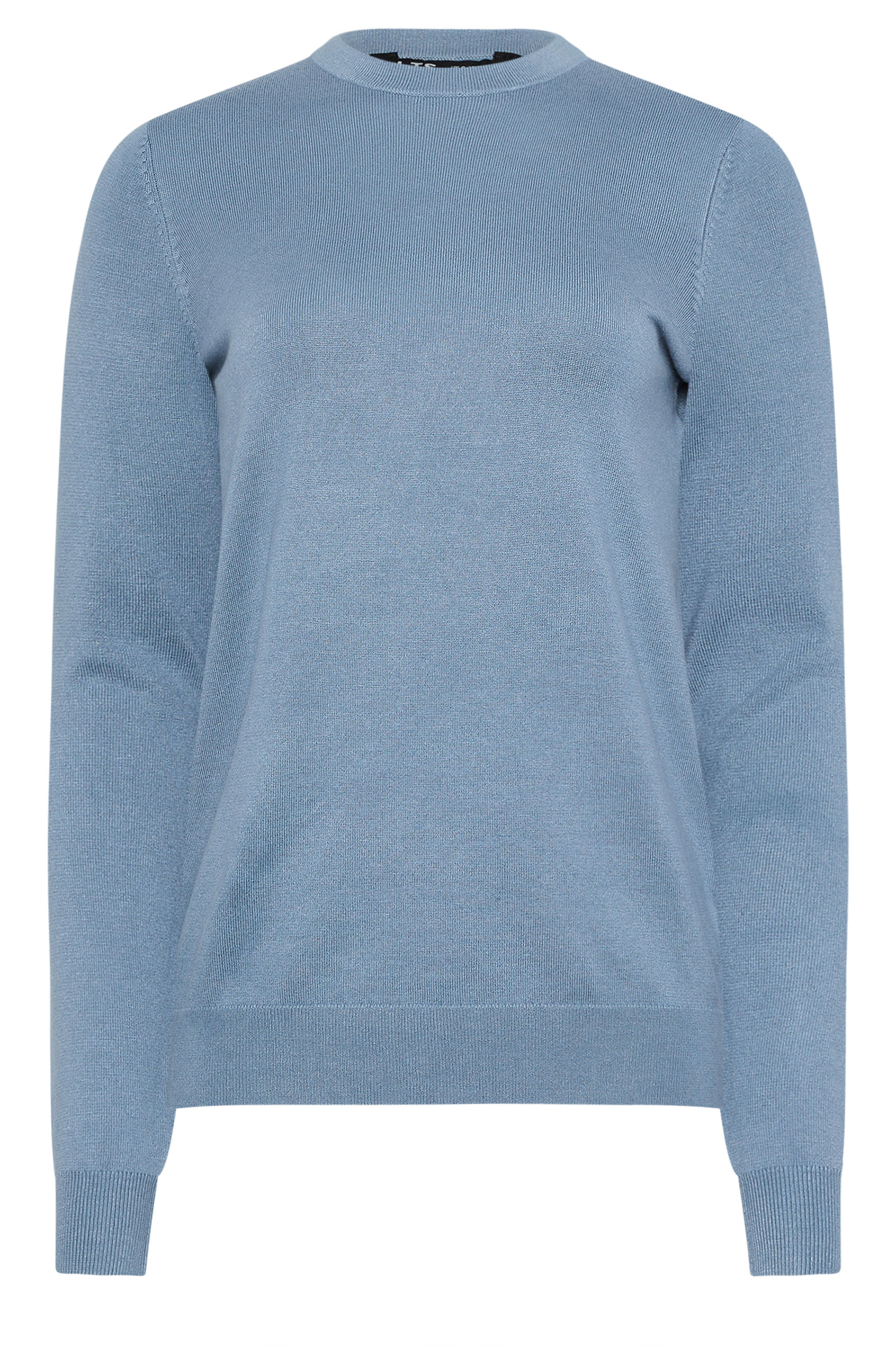 LTS Tall Denim Blue Knitted Crew Neck Jumper | Long Tall Sally 5