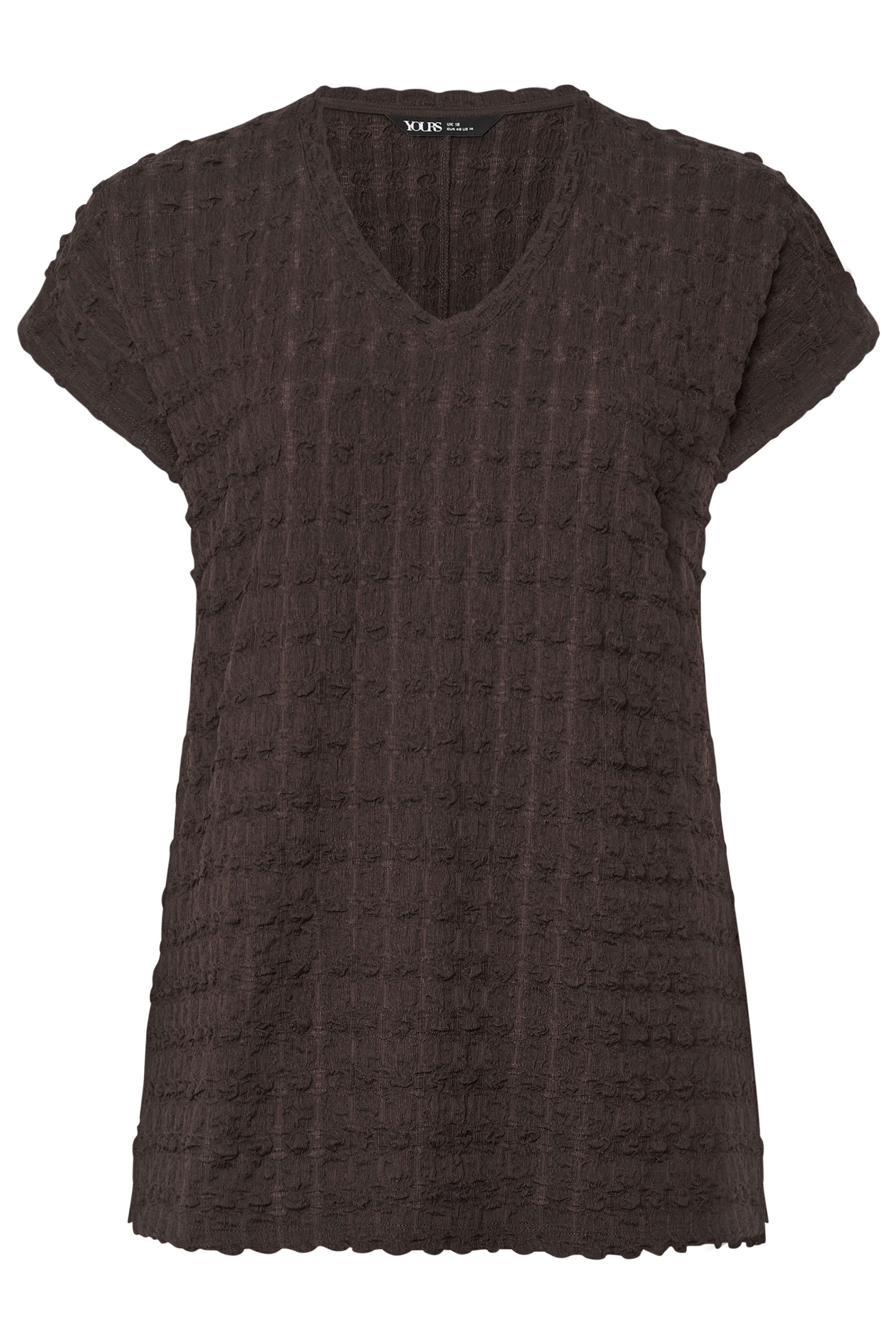 YOURS Plus Size Chocolate Brown Bubble Textured T-Shirt | Yours Clothing 6