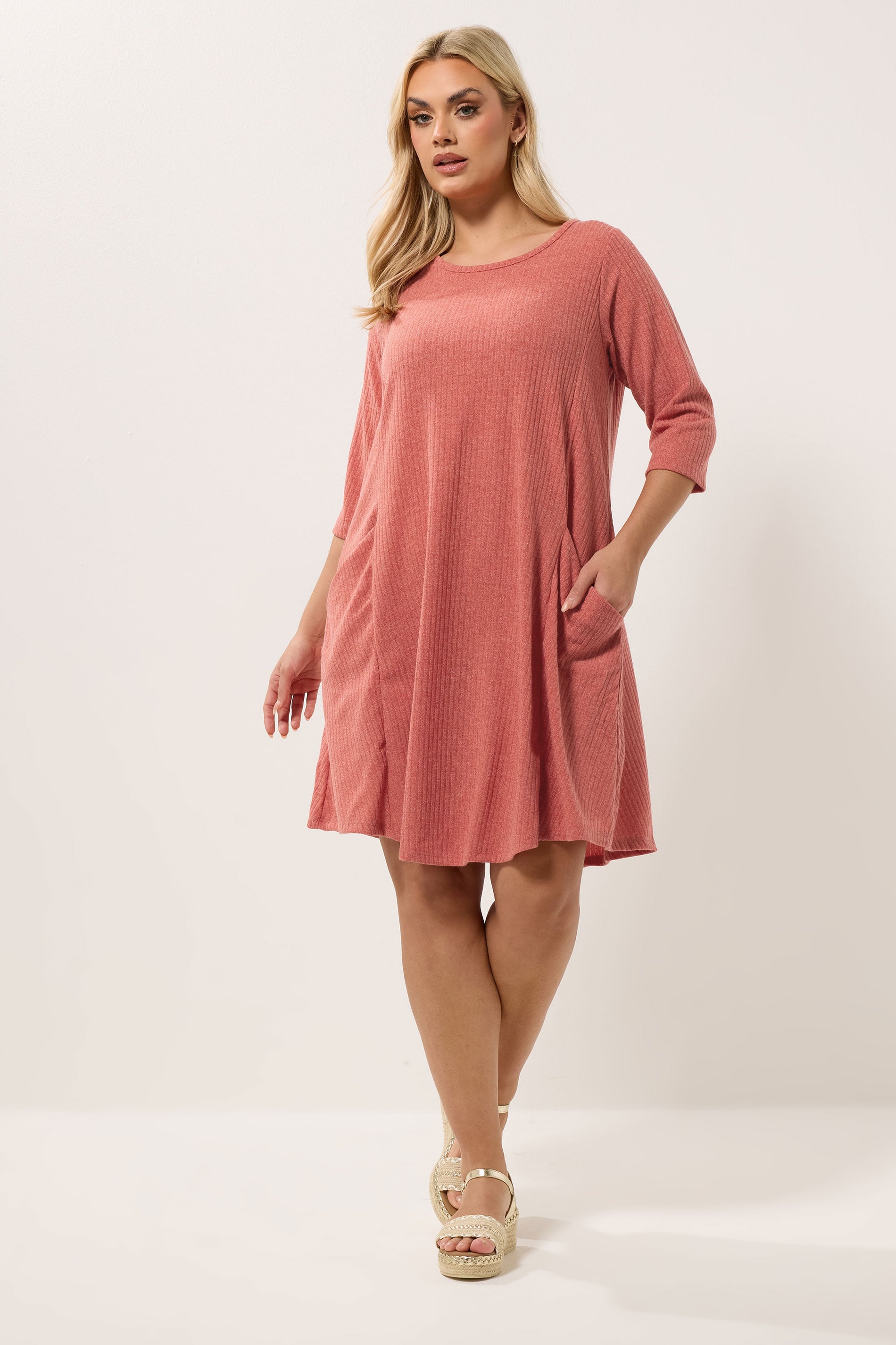 YOURS Plus Size Orange Drape Pocket Dress | Yours Clothing 1
