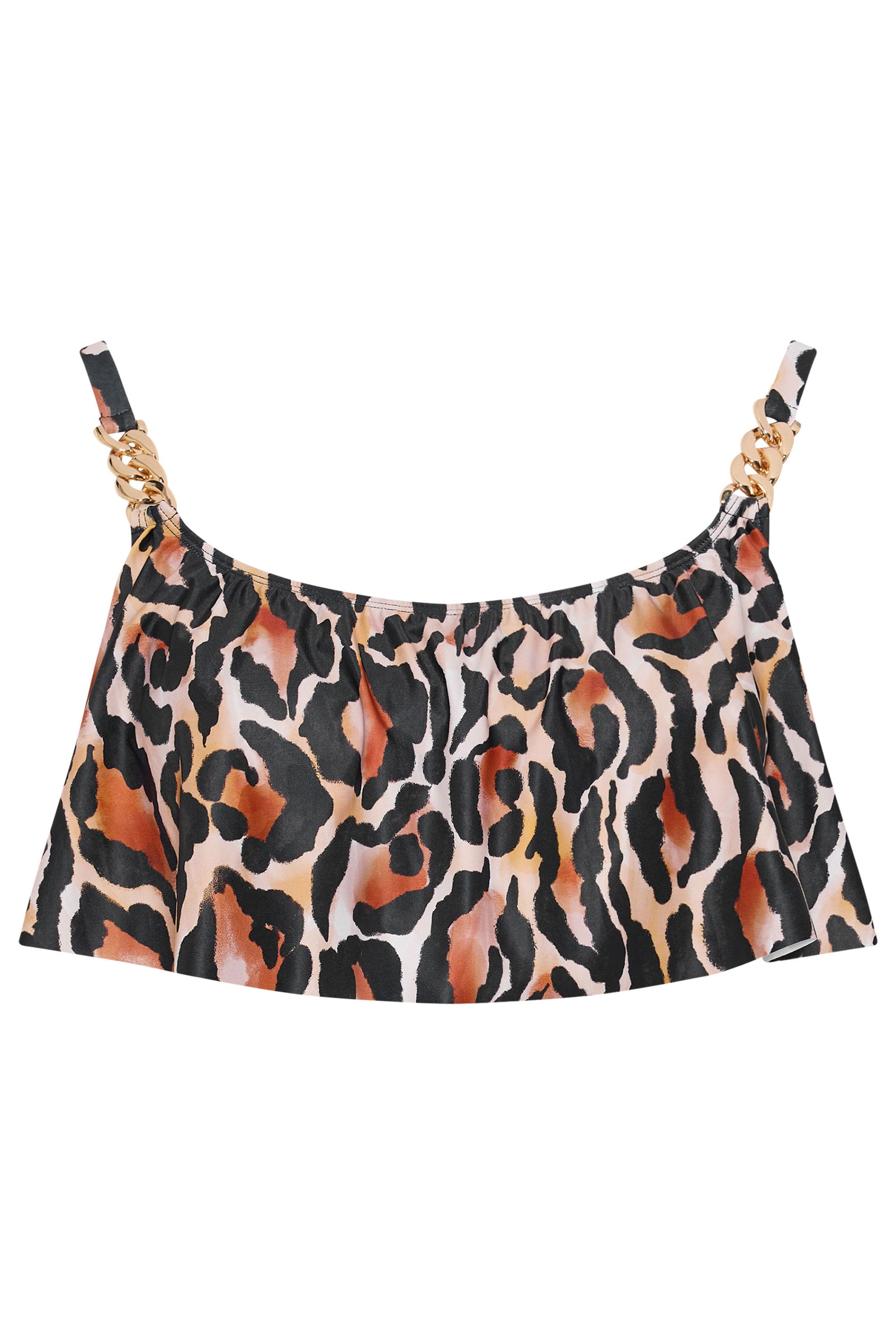 YOURS Plus Size Brown Leopard Print Frill Bikini Top | Yours Clothing 6