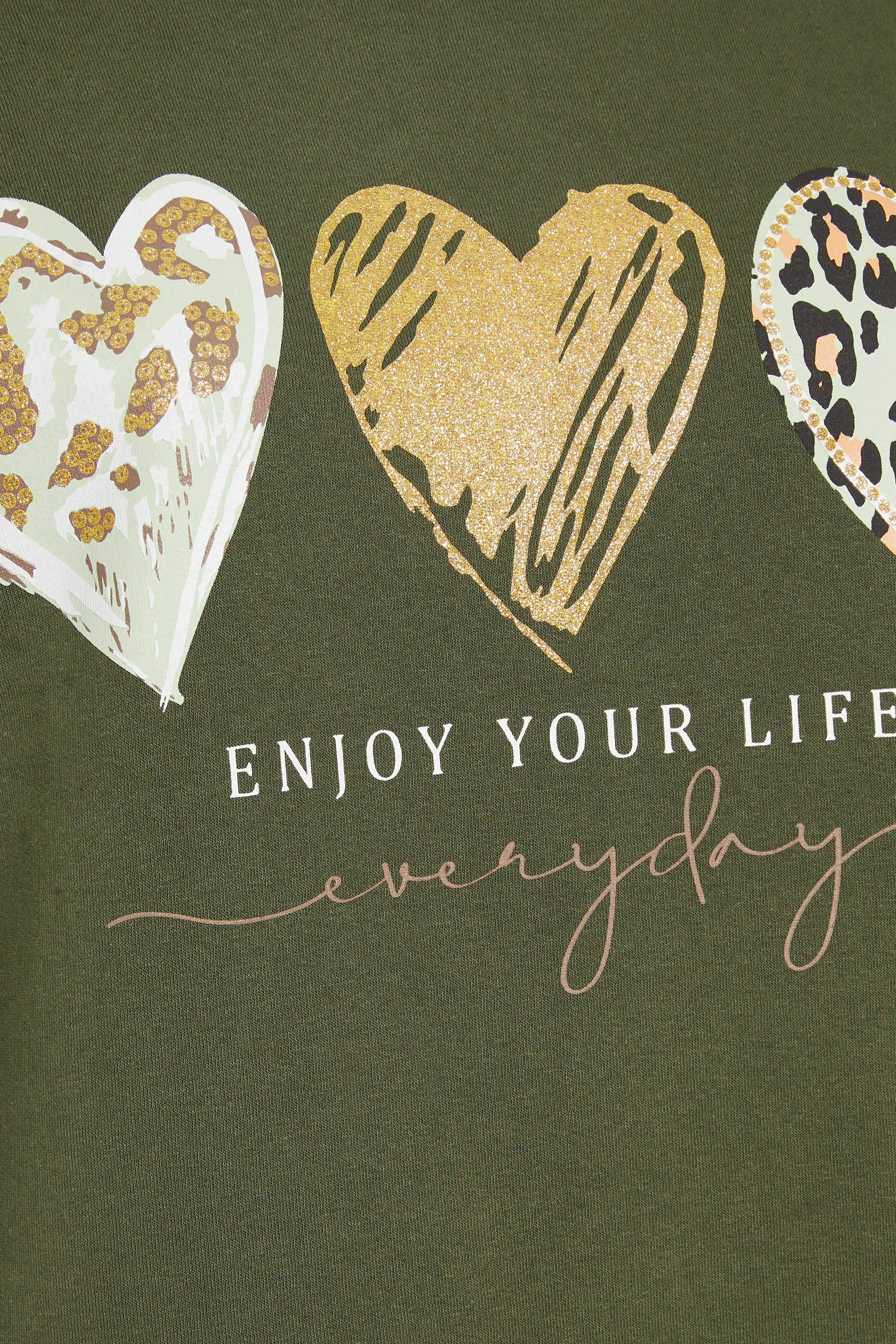 YOURS Plus Size Khaki Green 'Enjoy Your Life' Sweatshirt Dress | Yours Clothing 6